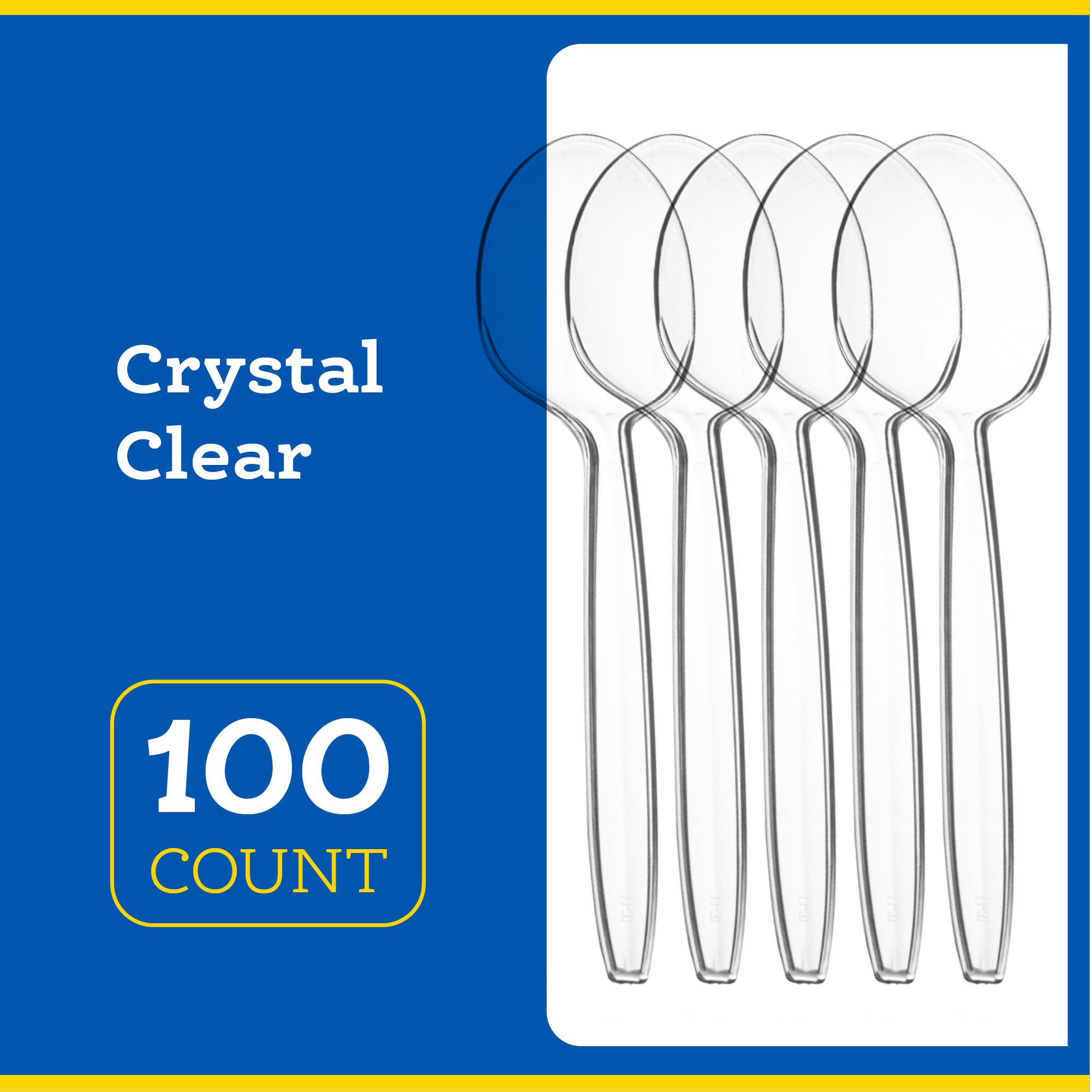 Premium Heavyweight Clear Plastic Cutlery Set - 100 Count Disposable Soup Spoons | Durable Disposable Utensils for Parties, Catering & Outdoor Events