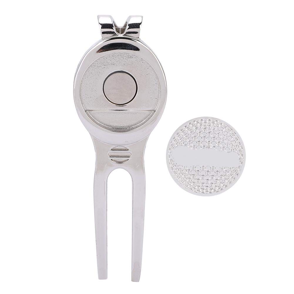 Premium Zinc Alloy Golf Divot Repair Tool with Magnetic Ball Marker - Durable Golf Accessory for Greens (D102 Silver) - Perfect for Golf Course Maintenance & Practice Sessions
