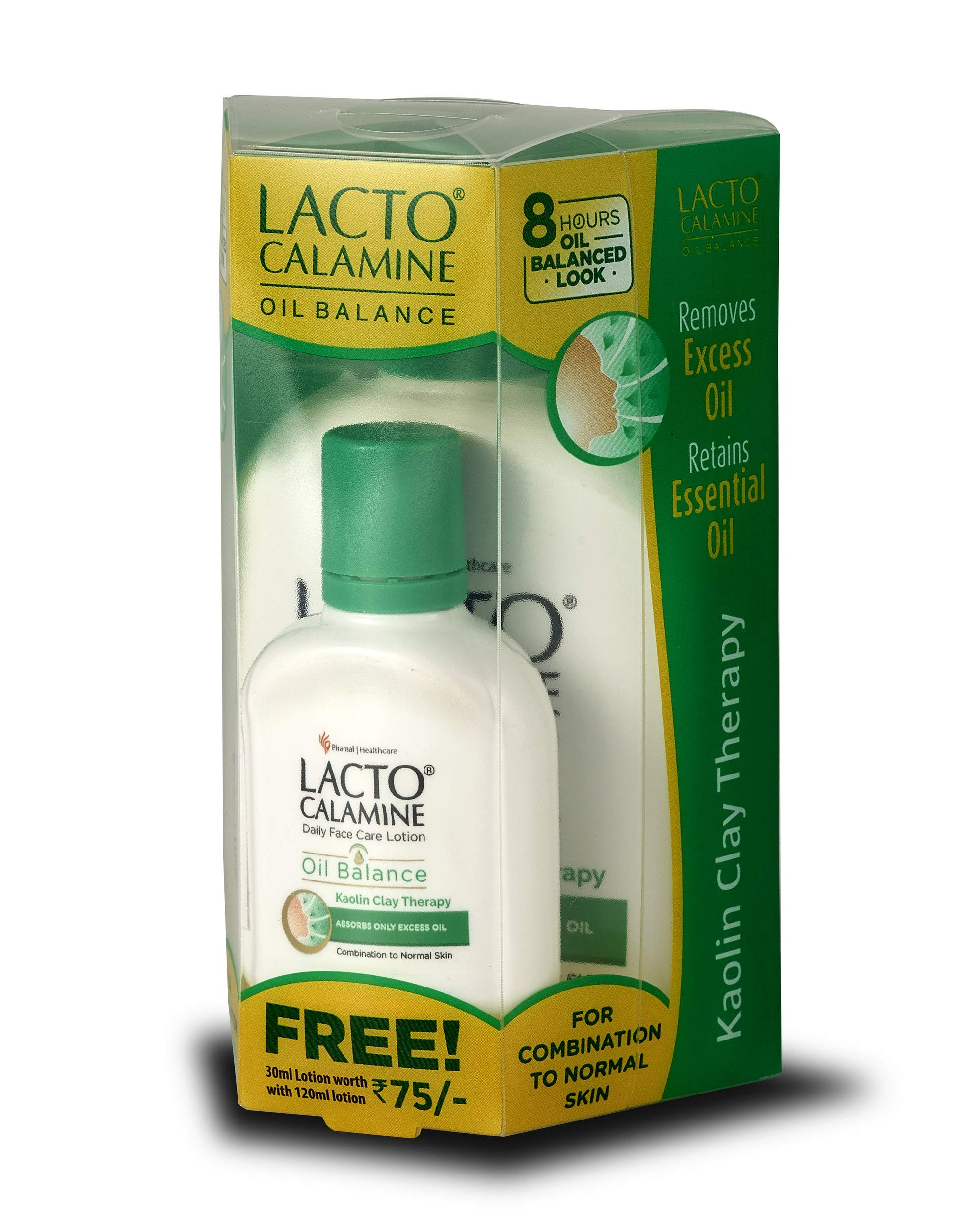 Lacto Calamine Oil Balance Lotion 120ml for Oily & Combination Skin - Free 30ml Combination Skin Lotion - Face Moisturizer for Acne-Prone Skin, Shine Control & Daily Skincare Routine