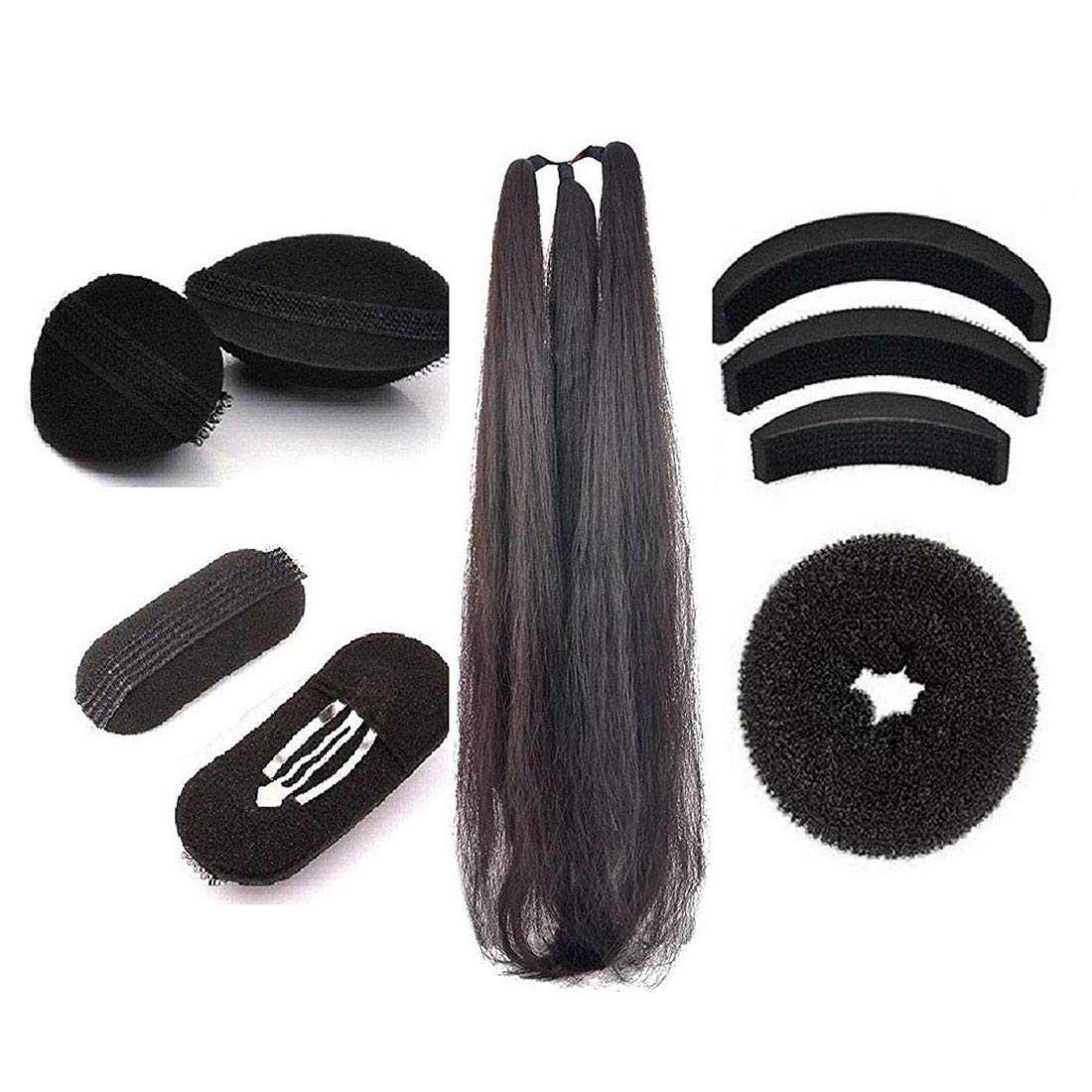 GadinFashion™ 9-Piece Black Juda Makers Hair Accessories Set - Puff Maker, Hair Donut, Choti for Women & Girls | Perfect for Parties, Weddings & Daily Styling (Pack of 5)