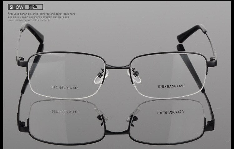 Bclear Men's Semi Rimless Alloy Square Eyeglasses Frame 872 - Lightweight & Durable Eyewear for Work, Reading, and Everyday Use