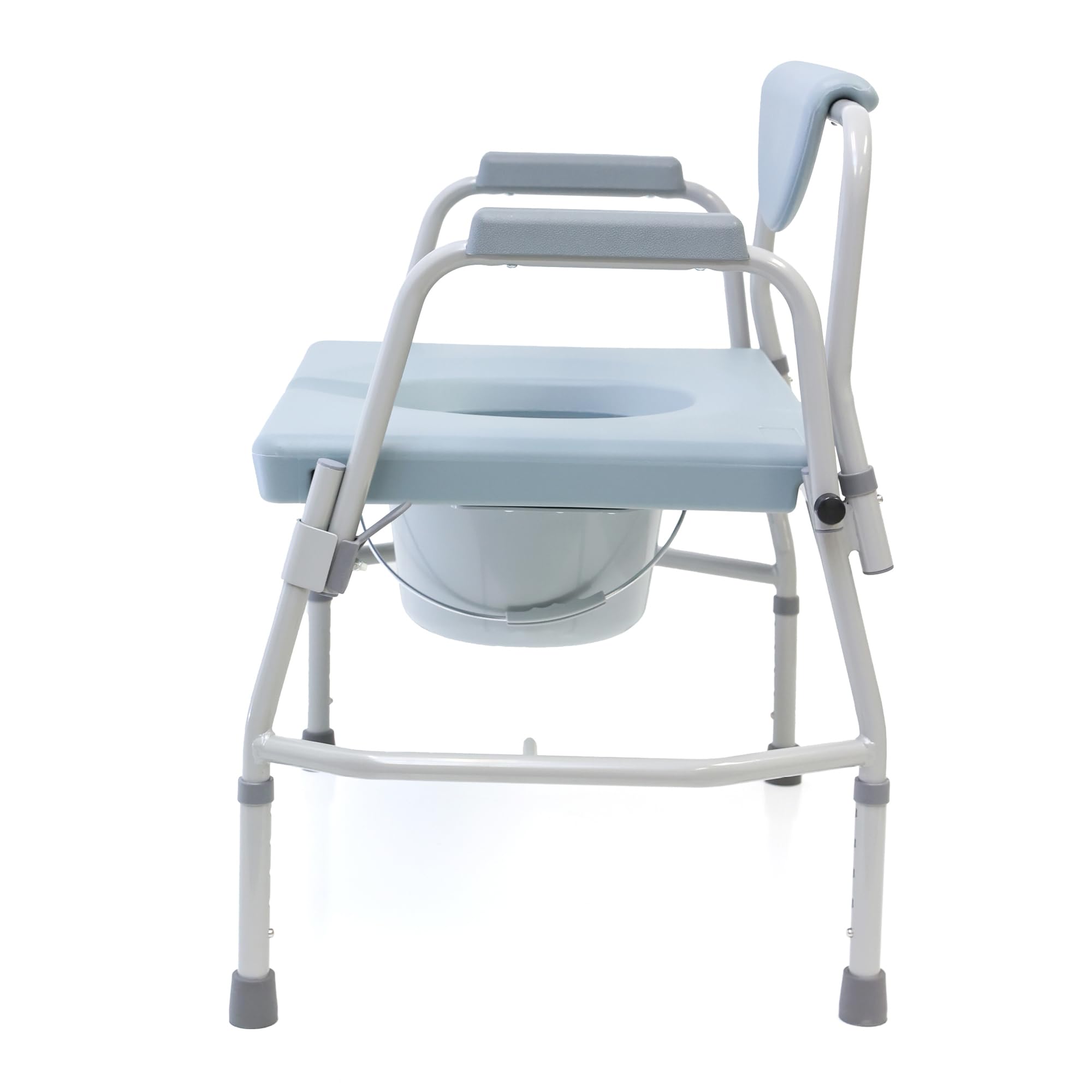 AireMed Heavy Duty Bariatric Commode with Drop Arm - 3-in-1 Adjustable Height Bedside Toilet (500lb Capacity) - Includes Extra Commode Bucket & Lid, Raised Toilet Seat & Safety Rails - Ideal for Elderly Care, Post-Surgery Recovery & Home Healthcare Use
