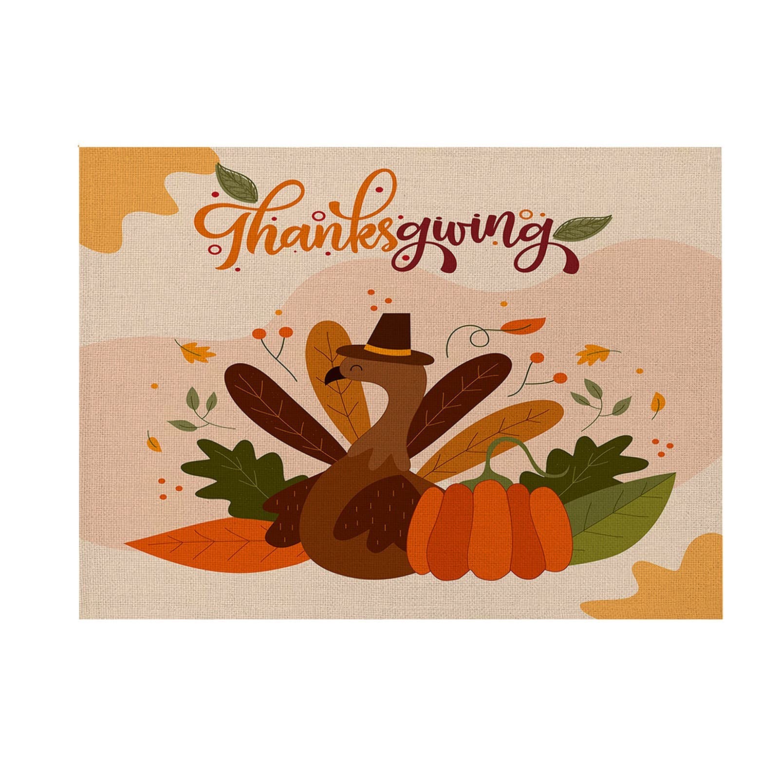 Thanksgiving Pumpkin Turkey Maple Leaf Placemats - Metallic Autumn Table Decor for Holiday Parties & Family Gatherings | Perfect for Dining Tables, Buffets, and Seasonal Home Decor