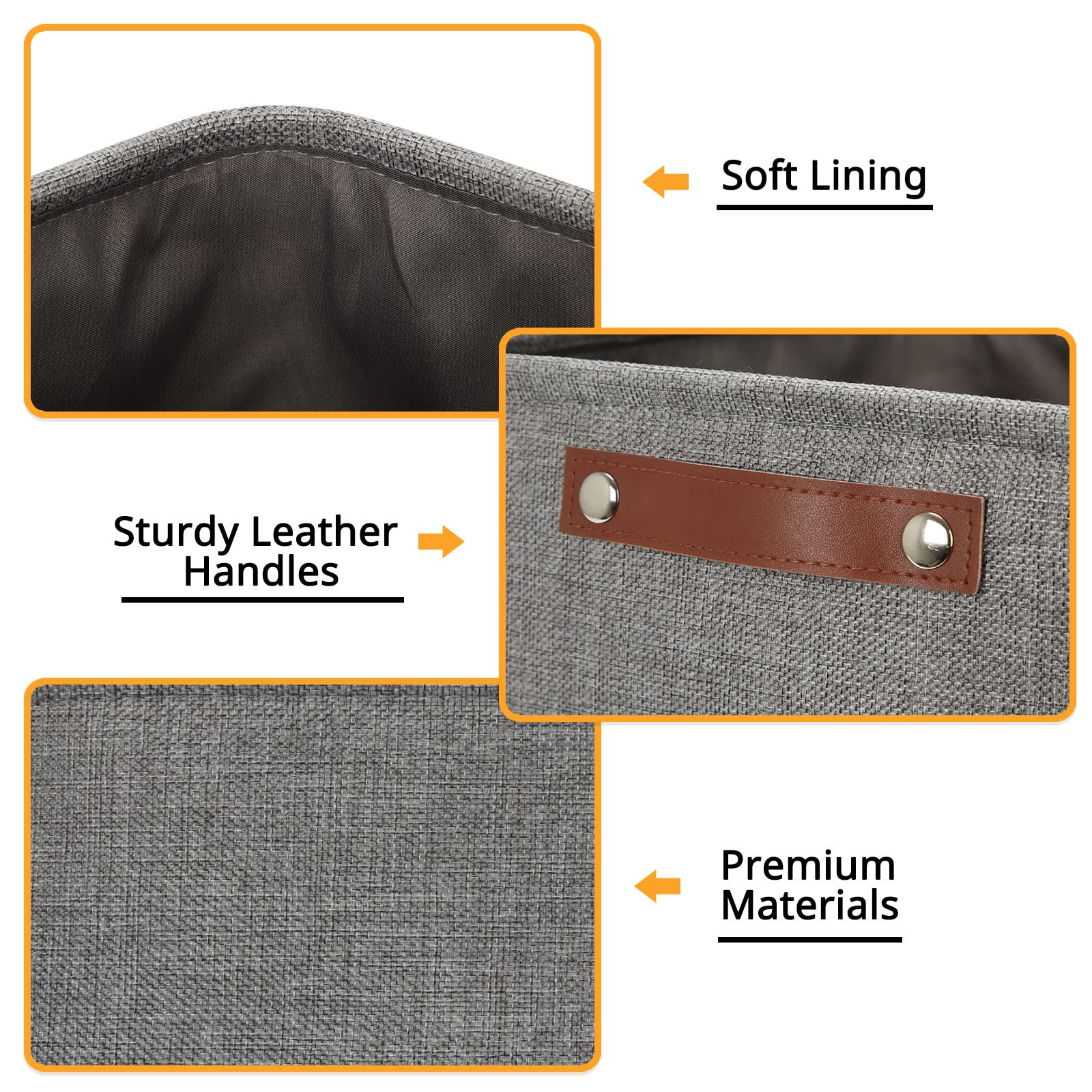 DULLEMELO 12 Inch Cube Storage Bins - Large Collapsible Fabric Storage Baskets for Shelves (4 Pack, Grey) | Perfect for Home Organization, Nursery, Office & Closet Storage