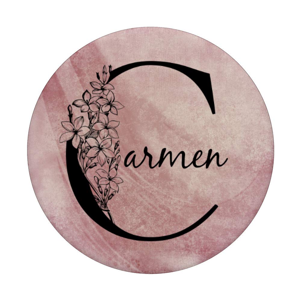 Carmen Personalized Name T-Shirt - Floral Rose Pink Grunge Design Women's Top for Casual Wear, Date Night & Gift Giving
