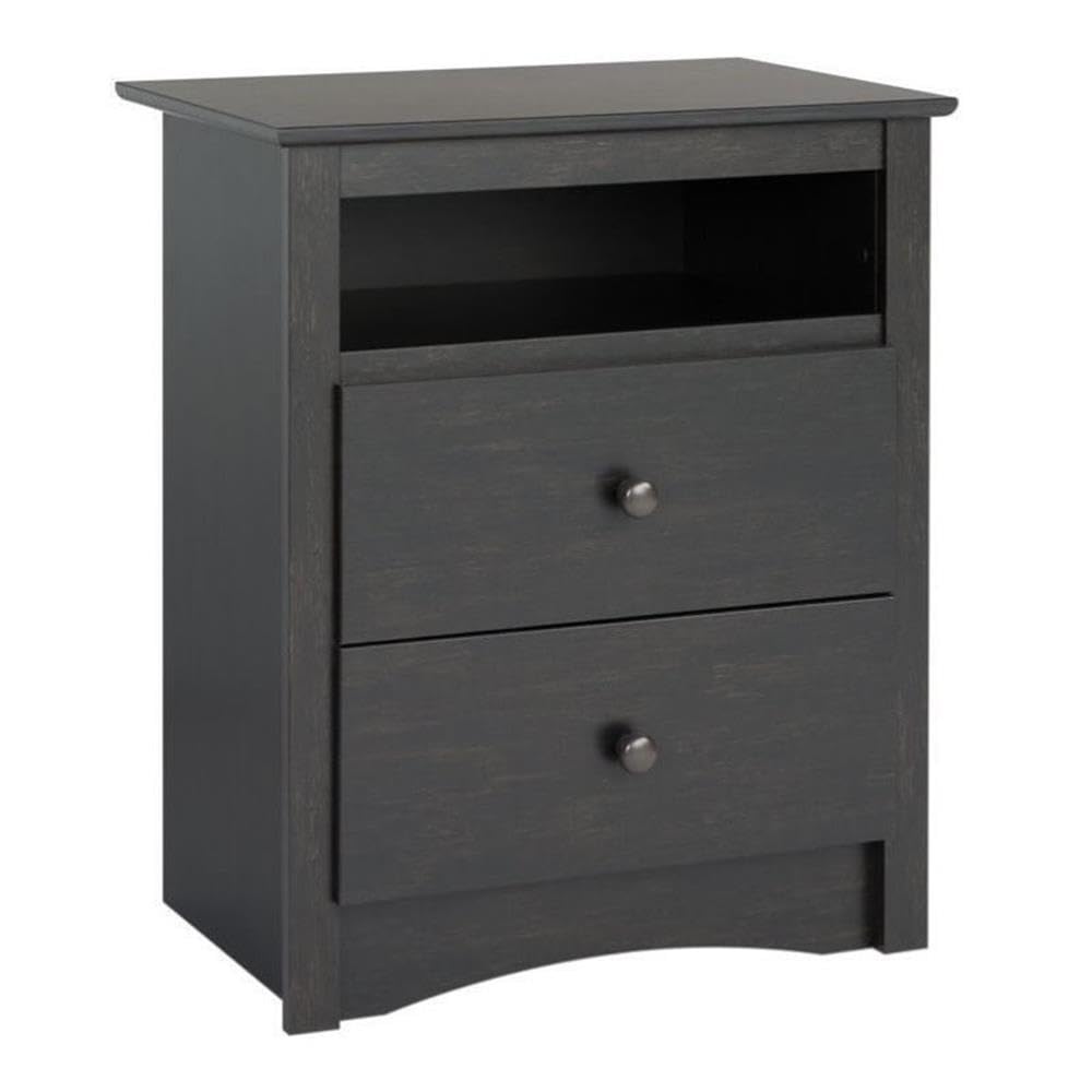 Home Square Sonoma 2-Piece Bedroom Set - Wooden Dresser & Nightstand in Washed Black Finish | Modern Bedroom Furniture for Master & Guest Rooms