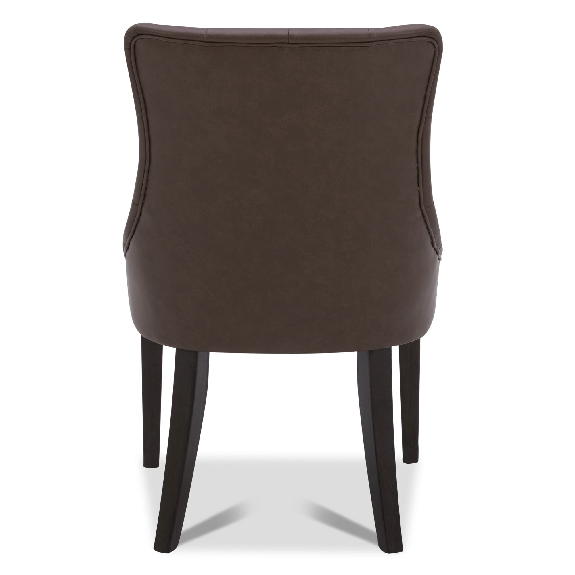 CHITA Farmhouse Tufted Dining Chairs Set of 2 - Modern Upholstered Faux Leather High Back Kitchen Chairs in Chocolate Brown - Perfect for Dining Room, Breakfast Nook or Home Office
