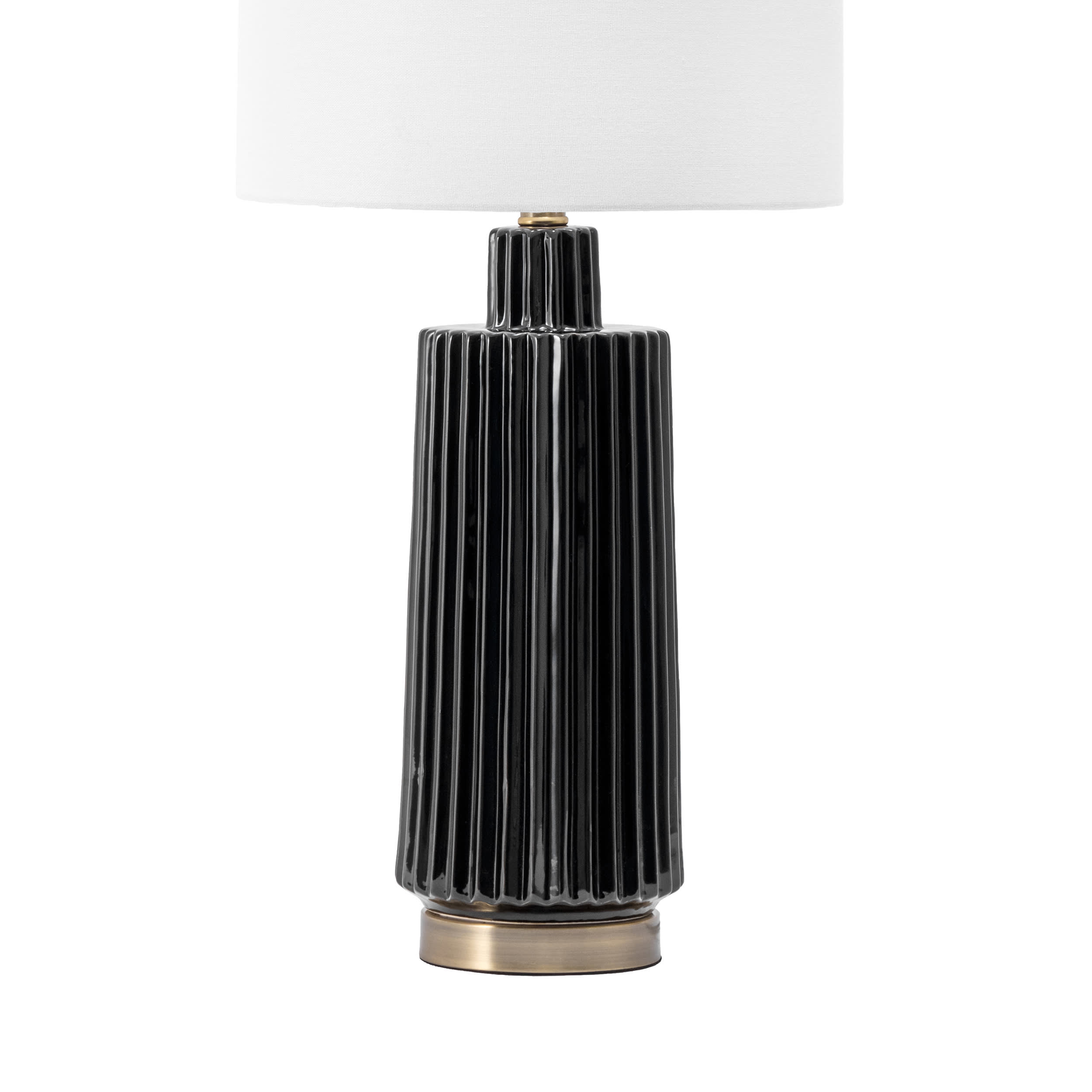 31 Inch Fluted Ceramic Table Lamp - Modern Black Decorative Lighting for Living Room, Bedroom & Office