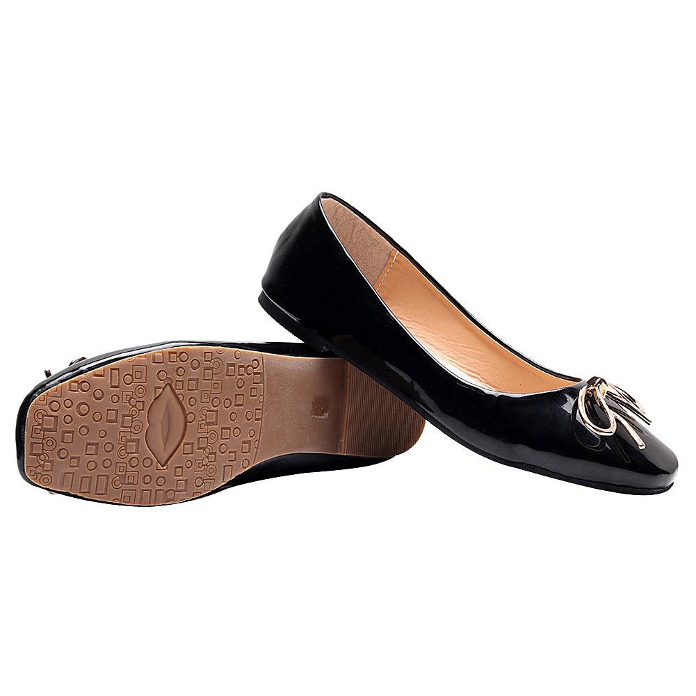 ANUFER Women's Comfortable Square Toe Ballet Flats with Bow Tie - Cute Dolly Shoes for Work, Office, and Casual Wear
