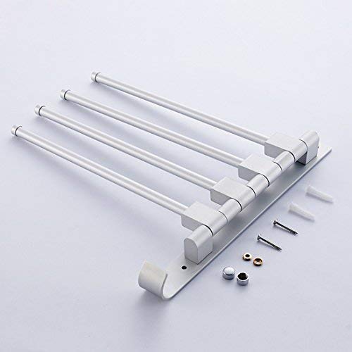 MOCOFO RV Bathroom Towel Rack - 4-Bar Swing Out Wall Mounted Towel Holder, Space Saving Aluminum Steel Folding Organizer for RV, Small Bathroom & Laundry Room - Perfect for Tight Spaces & Closet Organization