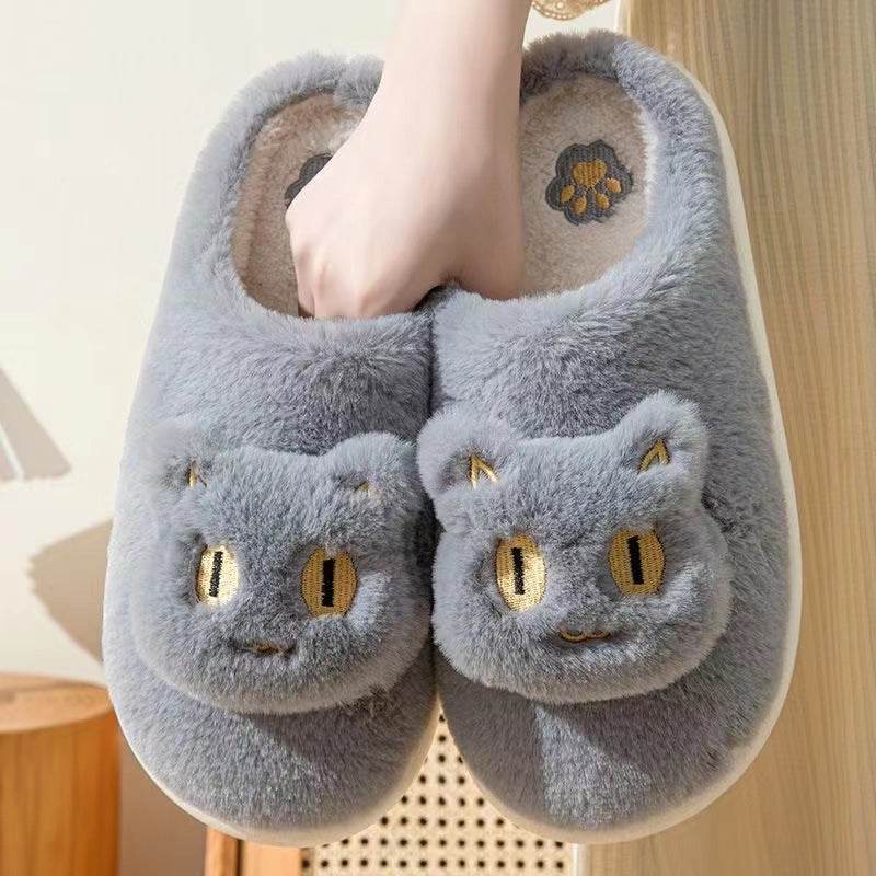 Cute Fluffy Cat Plush Slippers for Women - Soft Indoor House Shoes with Non-Slip Soles - Perfect for Home, Lounge, and Gift Giving