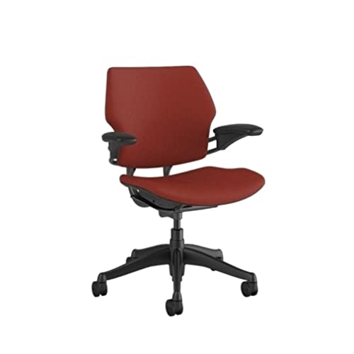 Humanscale Freedom Ergonomic Office Chair - Adjustable Height & Duron Arms - Hard Floor Wheels - Graphite Frame with Parma Red Corde 4 Fabric - Perfect for Home Office & Corporate Workspaces