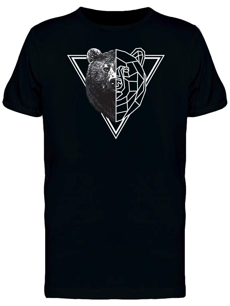Geometric Bear Head Graphic T-Shirt for Men - Stylish Casual Tee for Everyday Wear, Street Fashion & Outings