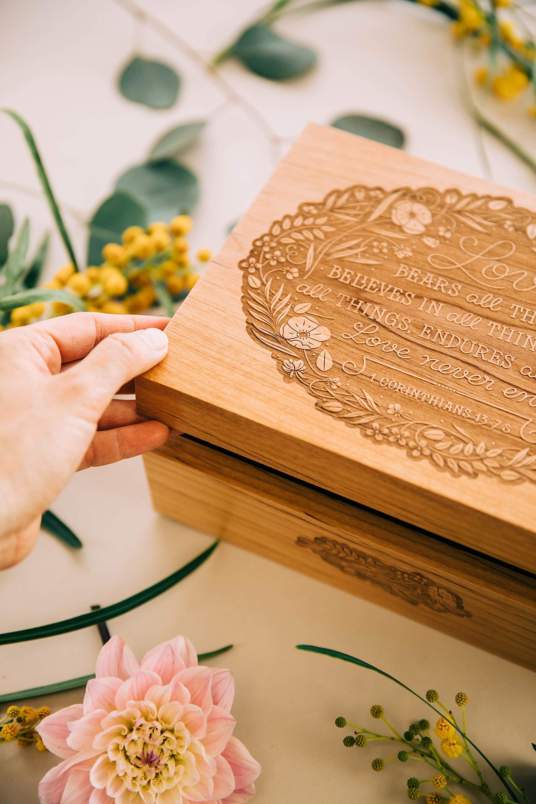 Personalized Wooden Keepsake Box for Couples - Wedding Anniversary Gift, Jewelry Storage & Memory Box for Him/Her (Made in USA) | Perfect for Romantic Gifts, Wedding Favors & Cherished Momentos