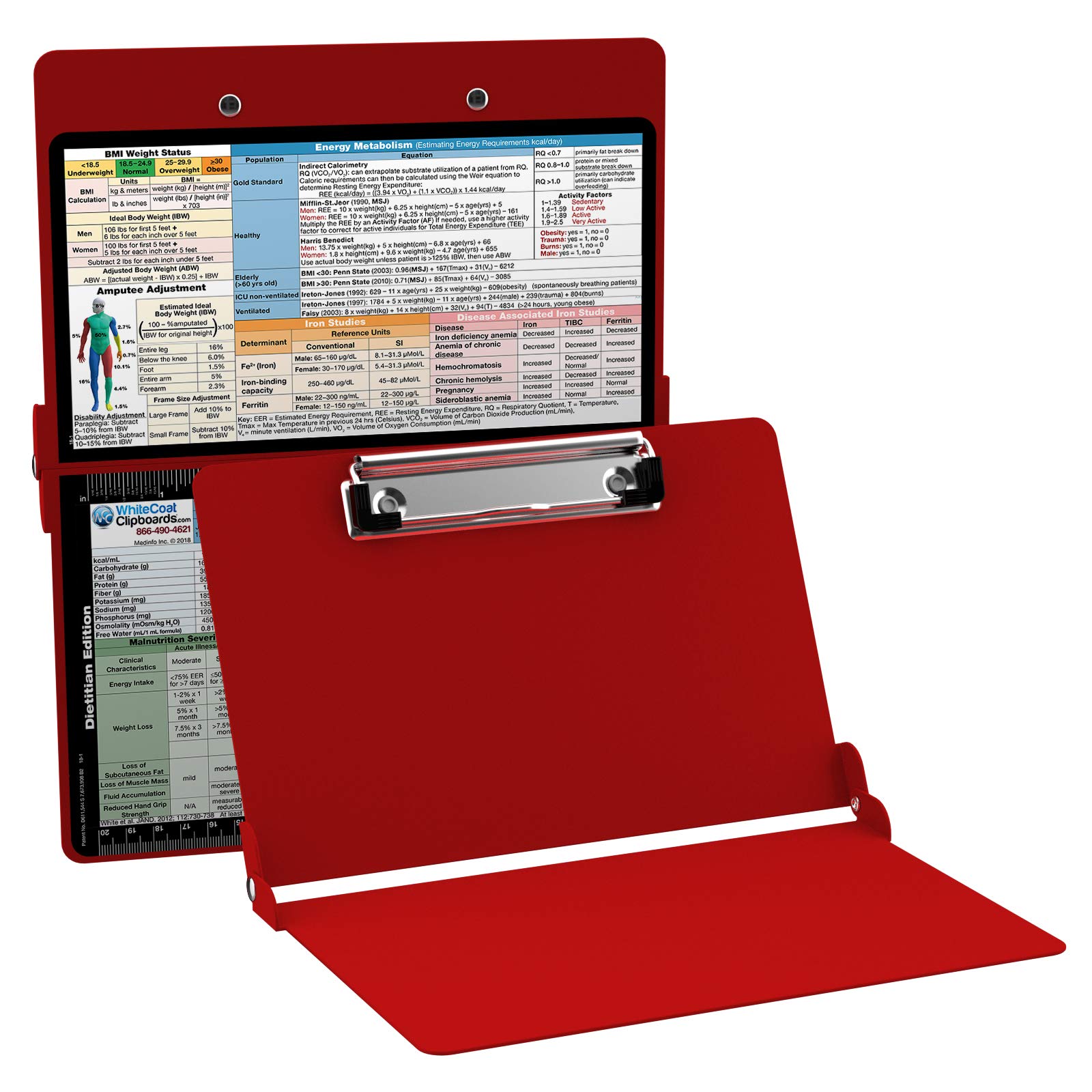 Whitecoat Clipboard® - Red Dietitian Edition | Professional Medical Clipboard for Dietitians & Nutritionists | Perfect for Clinical Use, Meal Planning & Patient Consultations