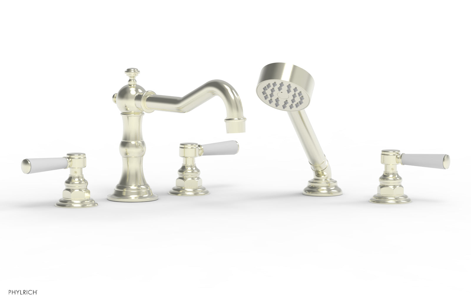 HENRI Deck Mount Tub Faucet Set with Hand Shower - Satin White Finish - Ideal for Bathroom Renovation & Modern Home Spa Experience