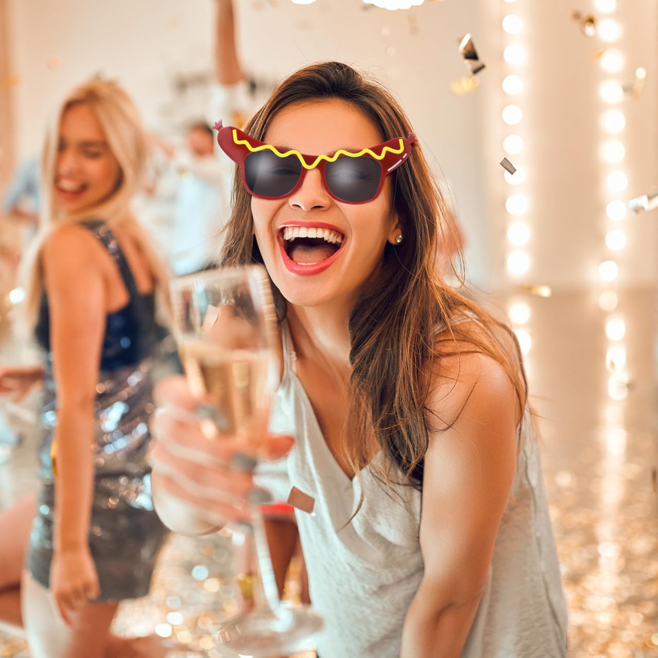 Hot Dog Sunglasses - Funny Novelty Party Glasses for Halloween, Birthday, Cosplay & Dance Events | Costume Accessories for Masquerade, Makeup & Festive Occasions