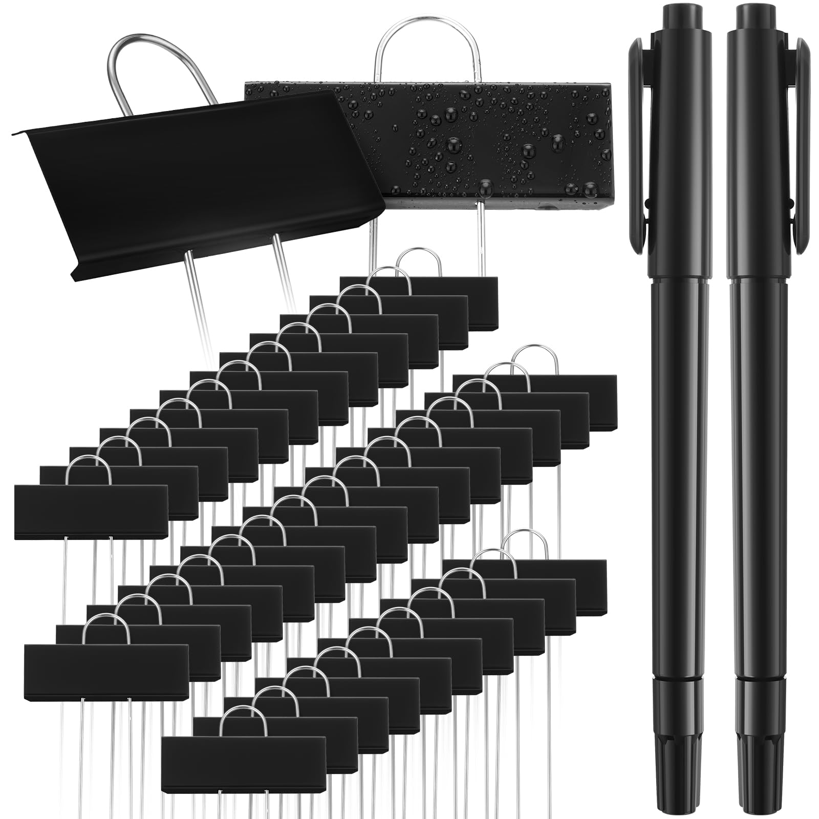 Maitys 60 Pcs Stainless Steel Garden Markers - 10.6 Inch Weatherproof Plant Label Stakes for Outdoor Nursery, Bulk Metal Tags with 2 Pens (Black Label/White Ink) - Perfect for Vegetable Gardens, Herb Planters & Flower Beds Identification