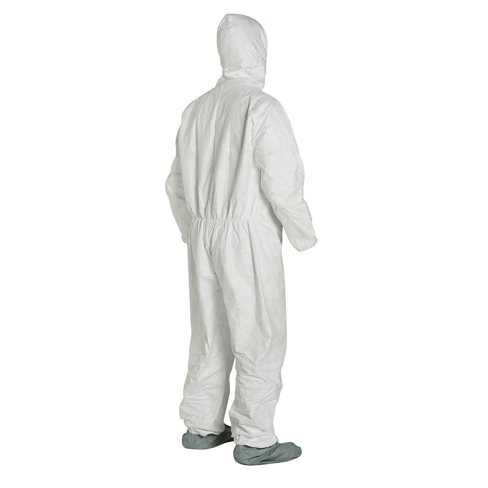 DuPont Tyvek 400 TY122S Disposable Protective Coverall with Hood & Boots - Chemical Resistant Full Body Suit for Industrial Safety, Healthcare & Hazardous Work Environments