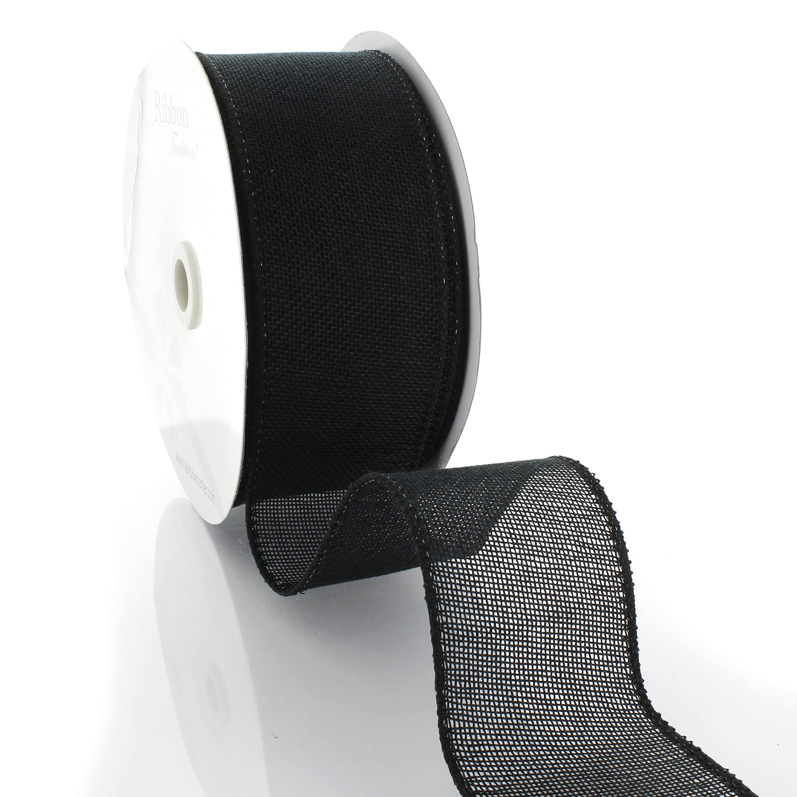 2.5 Inch Wired Burlap Ribbon Black - 25 Yards Bulk Roll for Hair Bows, Gift Wrapping, Wedding Decor & Crafts | HairBow Center LLC
