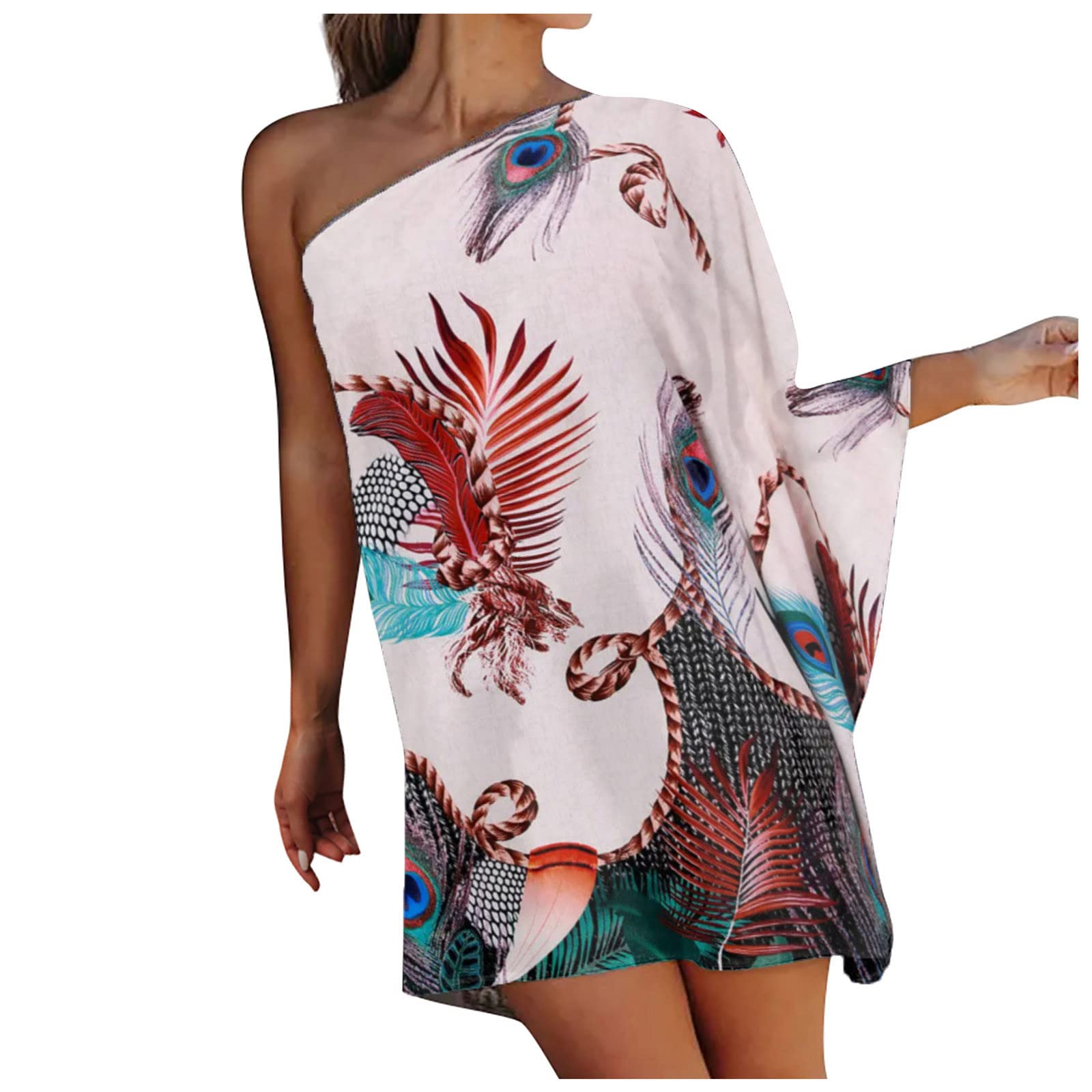 **Sexy One Shoulder Cocktail Dress for Women - Summer Fashion Loose Fit Floral Print Casual Dress - Perfect for Parties, Date Nights & Beach Outings**