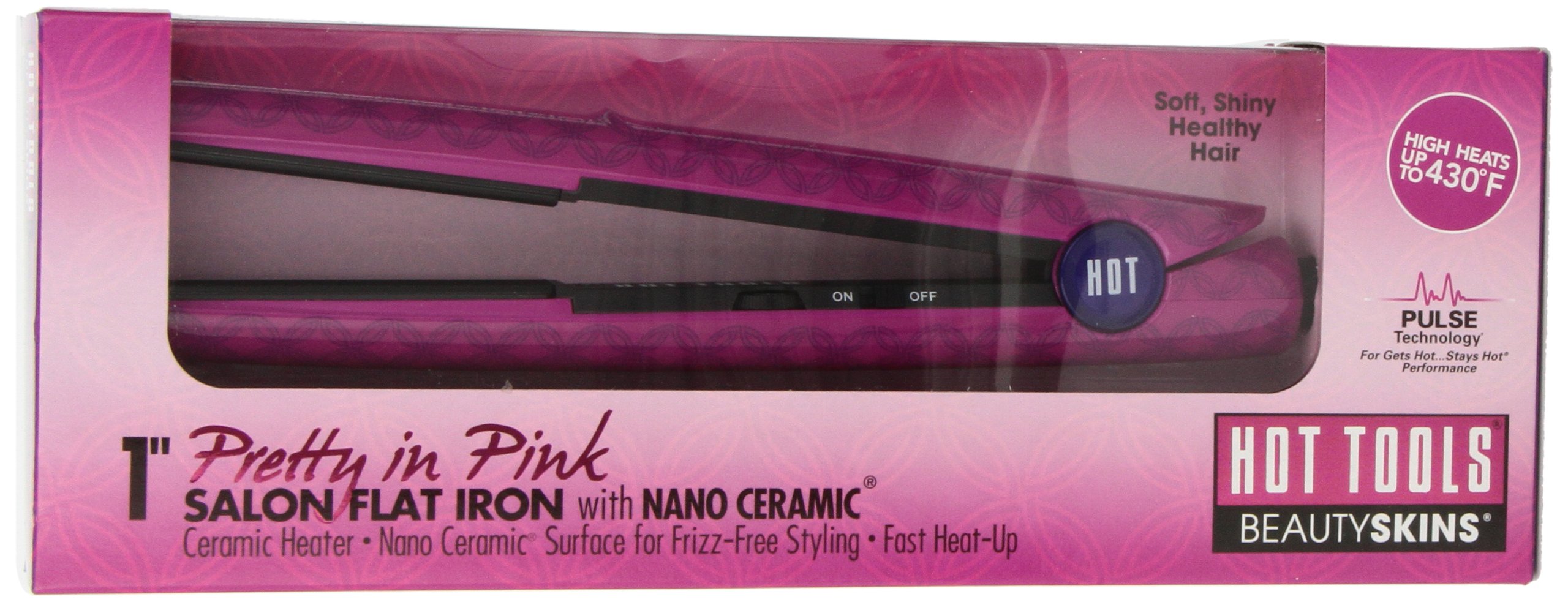 Hot Tools Salon Flat Iron 1 Inch - Pink Professional Hair Straightener for Smooth & Shiny Hair - Perfect for Home & Salon Styling