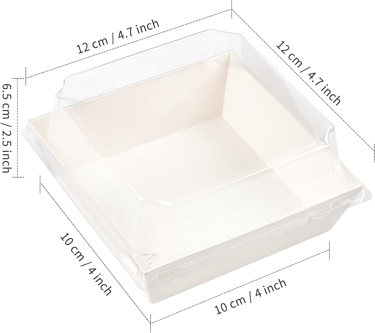 50 Pack Small Charcuterie Boxes with Clear Lids - 4 Inch Disposable Bakery Dessert Boxes for Cookies, Cake Slices, Mini Cakes, Chocolates & Strawberries | Perfect for Party Favors, Wedding Treats, Gift Packaging & Takeout Food Containers (White)
