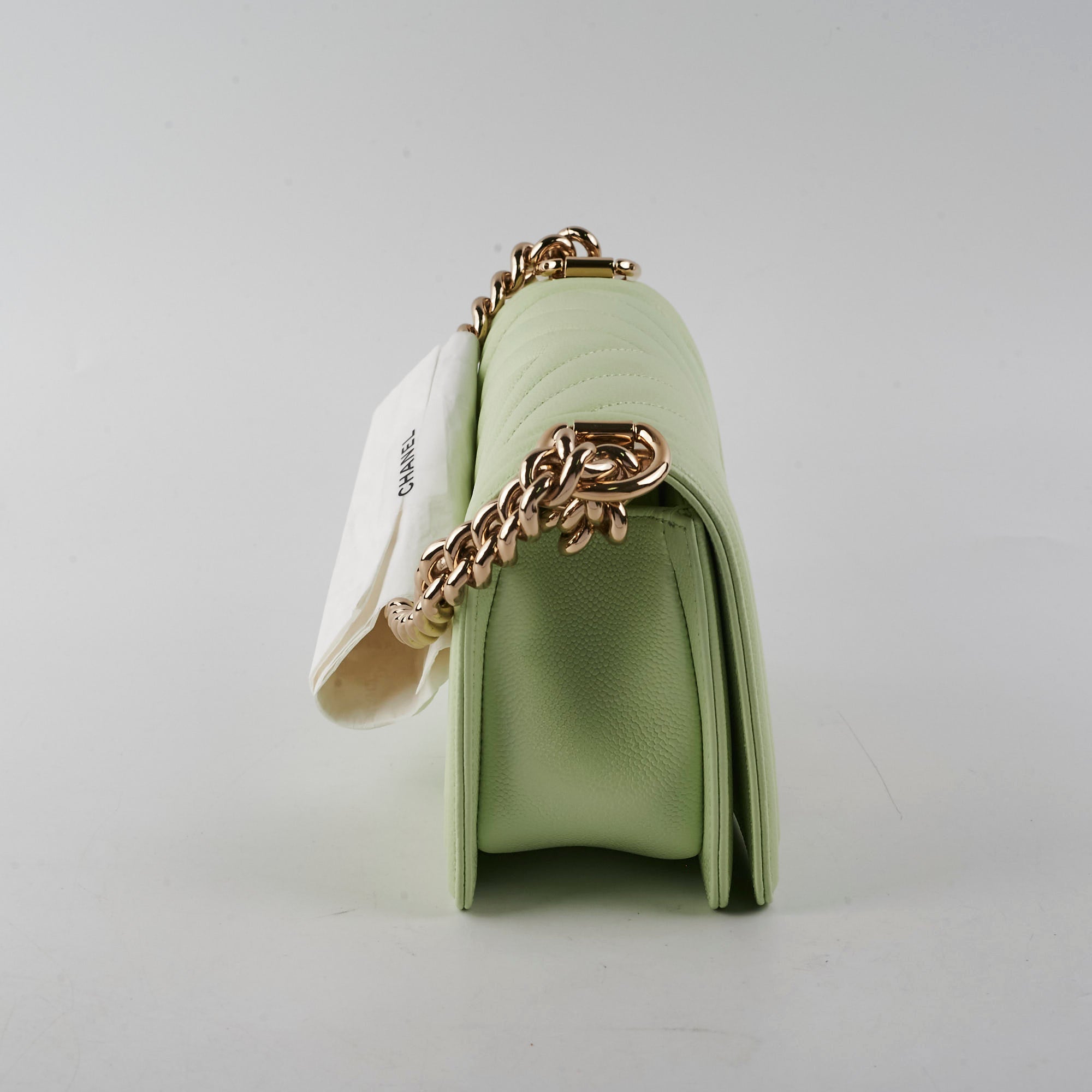 Chanel Caviar Boy Small Light Green Leather Crossbody Bag 2022 Collection - Luxury Designer Handbag for Women, Perfect for Parties & Evening Events
