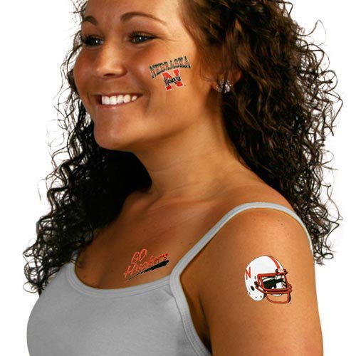 Official NCAA University of Nebraska Temporary Tattoos - Black - Show Your Team Spirit for Game Day & College Events
