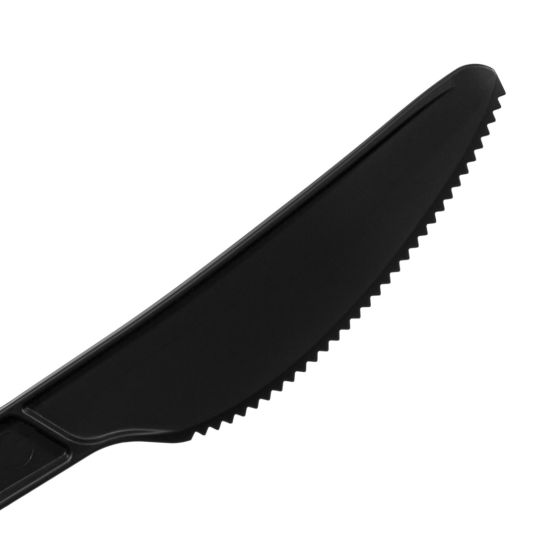 Eco-Friendly Black CPLA Plastic Knives - 250 Count, Heat Resistant, Compostable Cutlery (6.5 Inch) for Parties, Picnics & Catering Events