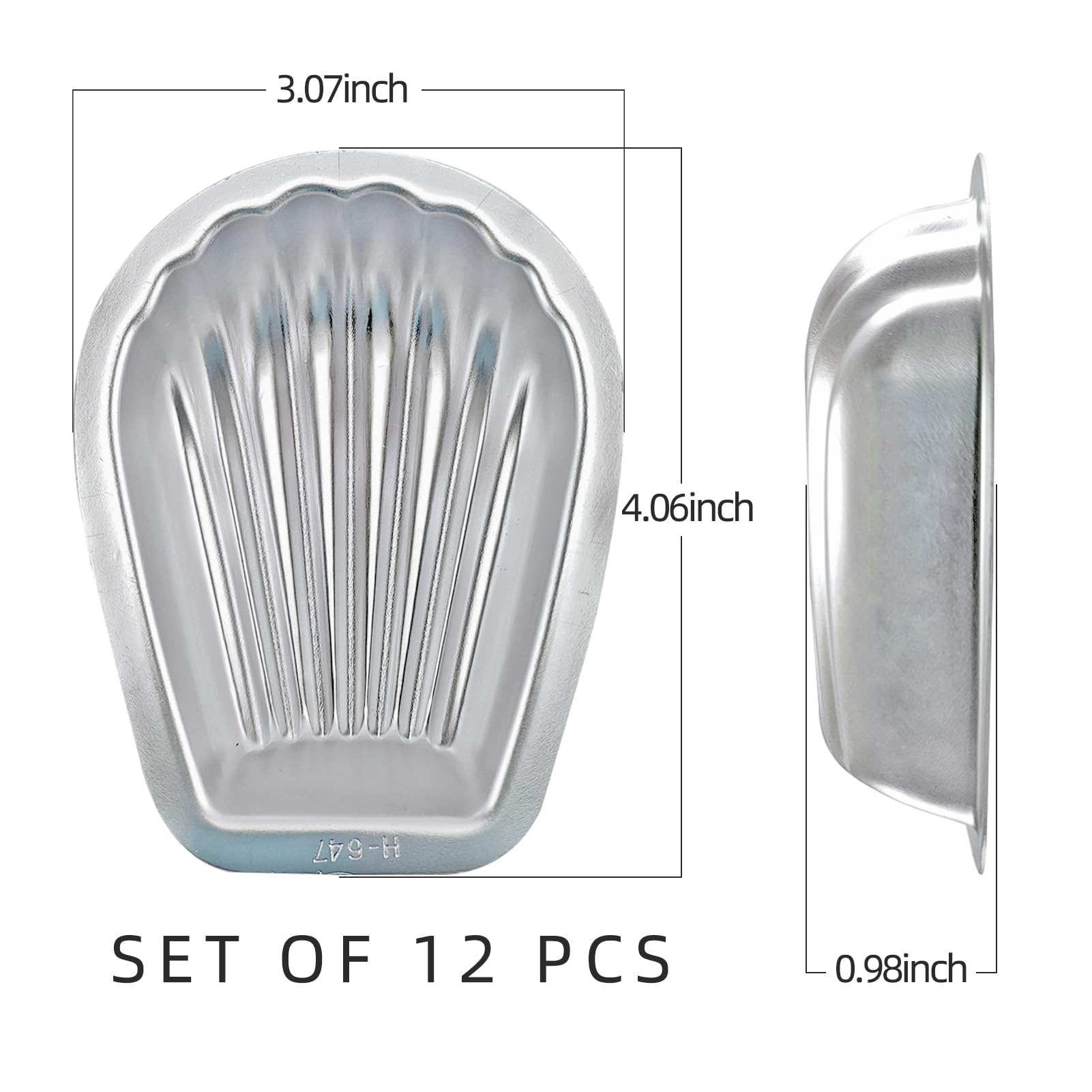 12-Piece Madeleine Baking Pans Set - Non-Stick Madeleine Mold for Chocolate, Biscuit, Cake, Cookie & Cheesecake - Perfect for French Pastries, Tea Cakes & Holiday Desserts