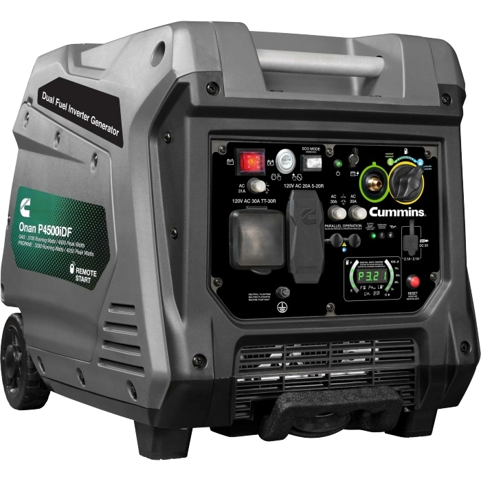 Cummins P4500iDF 3700W/4500W Dual Fuel Inverter Generator with Remote Start - Scratch & Dent - Perfect for Home Backup Power, RV Camping & Emergency Use
