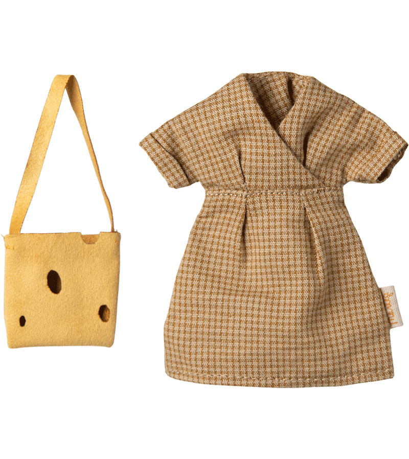 Maileg Mum Mouse Dress & Bag Set - Adorable Doll Clothes & Accessories for Pretend Play, Tea Parties & Kids' Dress-Up Fun