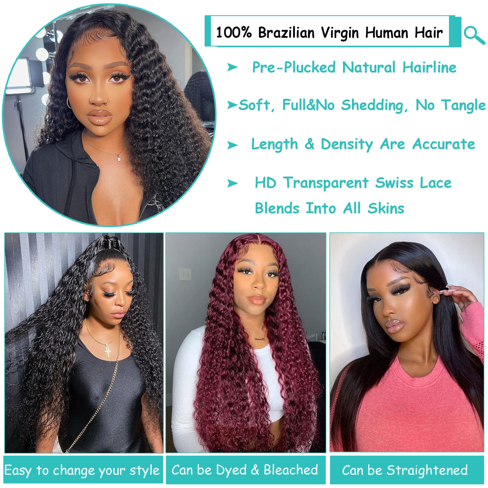28 Inch Deep Wave Lace Front Wigs Human Hair - 13x4 HD Transparent Glueless Curly Wigs for Women | 180% Density Pre-Plucked with Baby Hair | Perfect for Daily Wear, Parties, Cosplay & Special Occasions