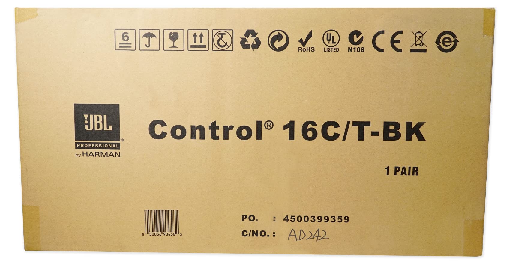 JBL Control 16C-T 6.5 Inch 8 Ohm In-Ceiling Speaker with Transformer - Black | Perfect for Home Theater, Background Music & Commercial Audio Systems