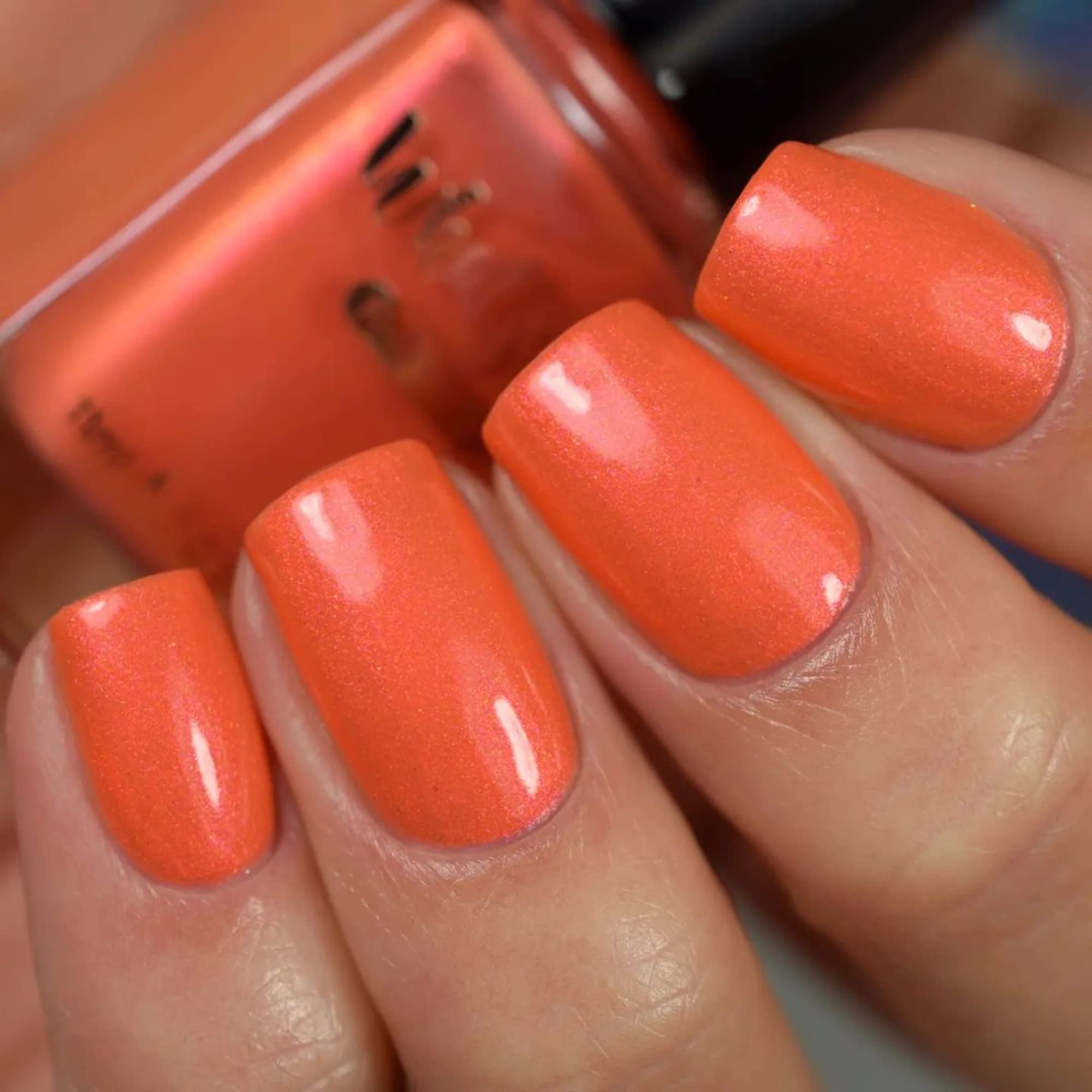Lush Orangery Coral Nail Polish with Pink to Gold Iridescent Duochrome Shimmer - Vegan, Cruelty-Free, 21-Free Formula - Made in USA | Perfect for Summer Nails, Manicures, Pedicures & Special Occasions