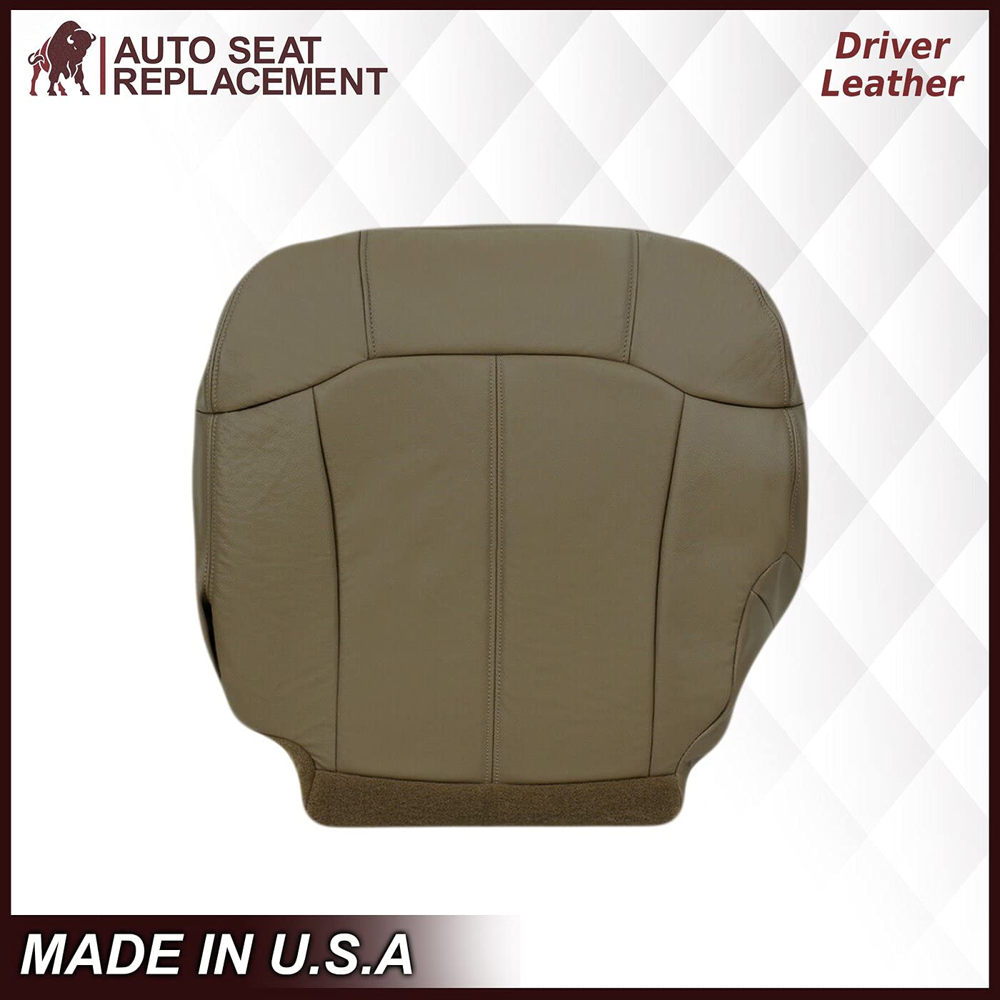 1999-2002 Chevy Silverado Leather Seat Cover Replacement - Medium Neutral Tan Driver Bottom Seat Cover - Durable & Custom Fit for Chevy Silverado Trucks - Perfect for Restoration, Protection & Comfort Upgrade