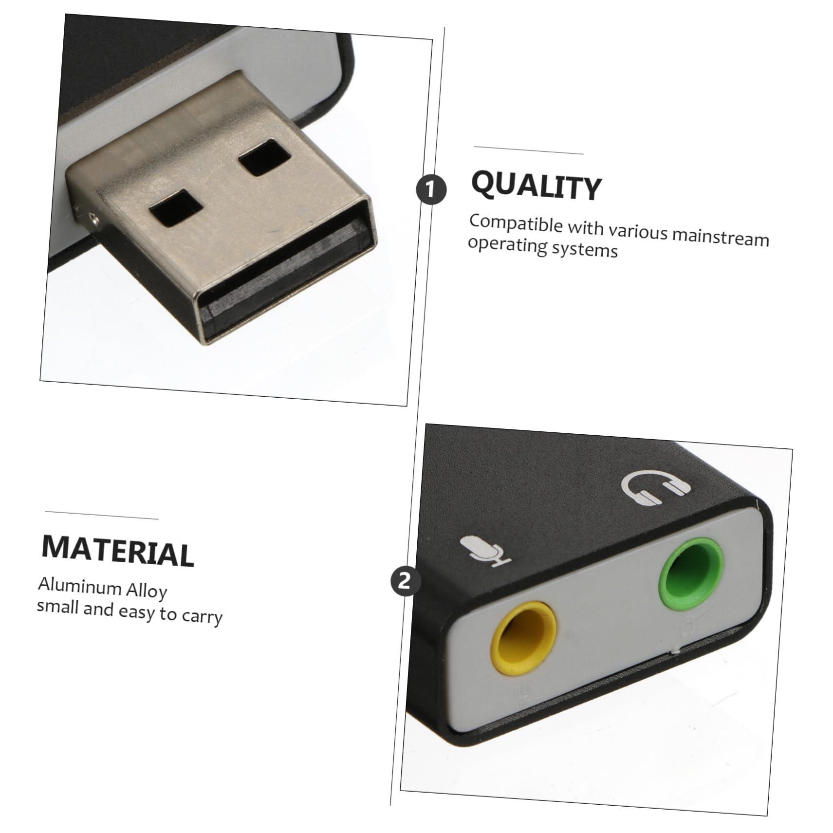 Uonlytech USB External Sound Card Adapter - Mini Stereo Sound for Laptop & Headphones - Portable Aluminum Alloy Design for Gaming & Calls