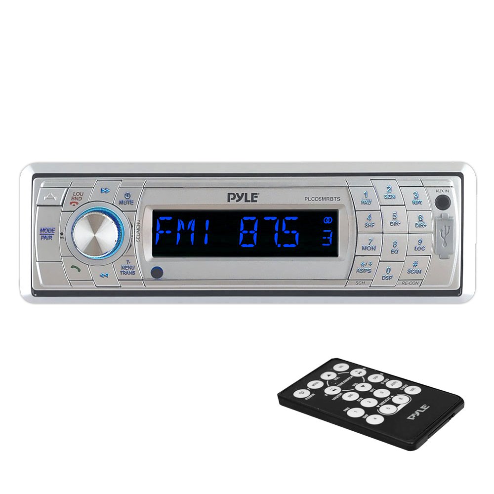 Pyle PLCD5MRBTS AM/FM Marine Boat Stereo with CD/MP3/USB/SD/AUX Input & Bluetooth - Waterproof In-Dash Radio for Boats, Yachts, and Marine Vehicles - Perfect for Fishing, Sailing, and Water Adventures