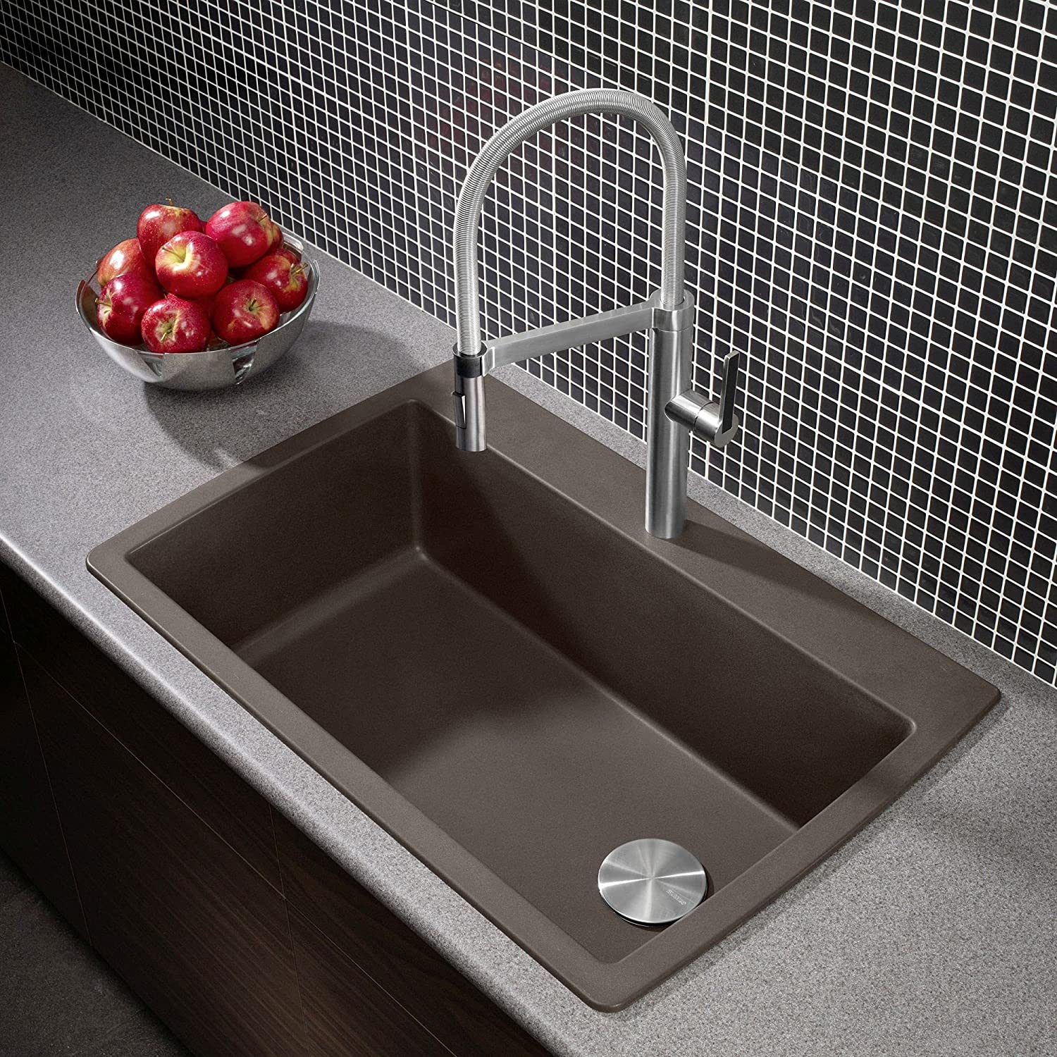 Blanco Diamond Super Single Dual Mount SILGRANIT Kitchen Sink - Premium Undermount or Drop-In Stainless Steel Sink for Modern Kitchens | Perfect for Food Prep, Dishwashing & Entertaining