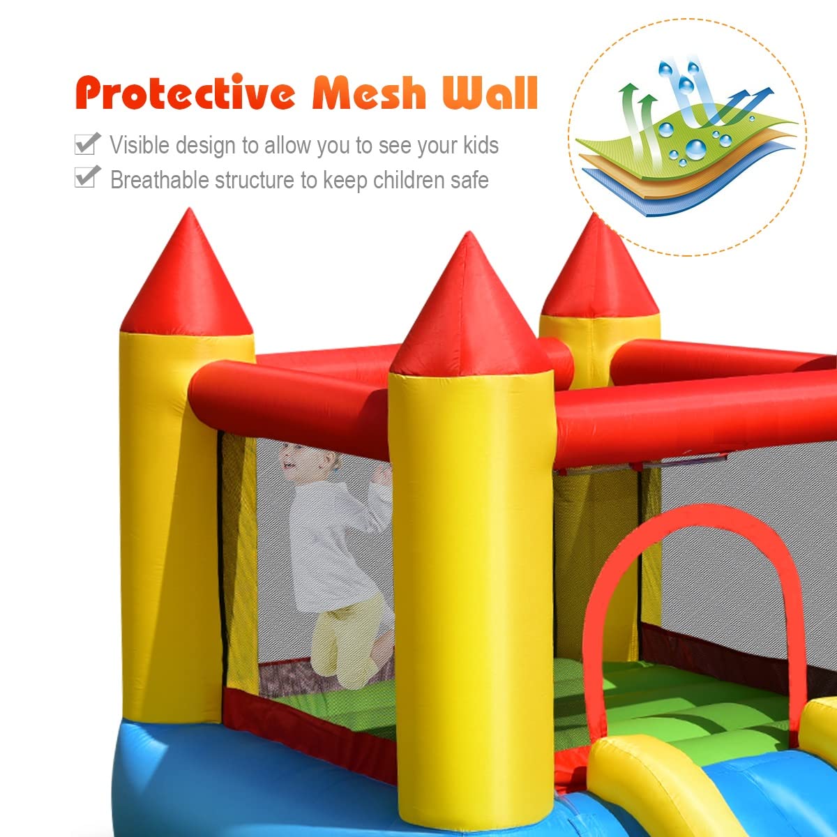 Costzon Inflatable Water Slide Bounce House with Ball Pit & Splash Pool - Kids Outdoor Bouncy Jump Castle with 480W Blower - Perfect for Backyard Parties, Summer Fun & Birthday Gifts