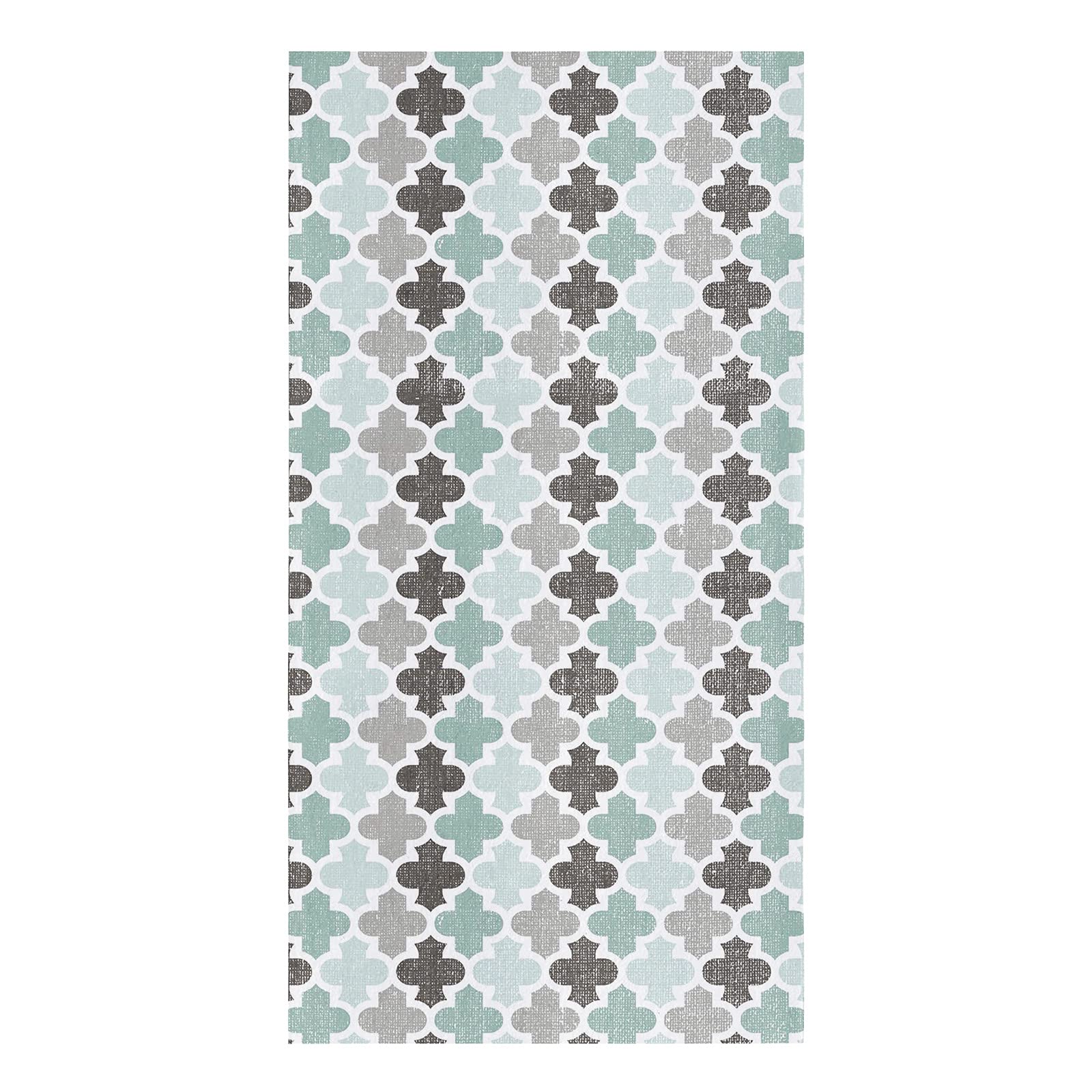 Premium Geometric Quatrefoil Pattern Cotton Kitchen Towels Set - 16x28 Inches Soft Absorbent Dish Cloths, Tea Towels & Hand Towels (Aqua Grey, 1 Pack) - Perfect for Kitchen, Bar, Restaurant & Home Decor