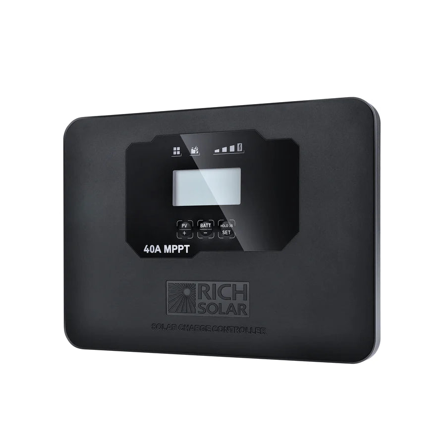 Rich Solar 40 Amp MPPT Flush Mount Solar Charge Controller for RV, Boat, Off-Grid Power System - Waterproof & Efficient Solar Panel Regulator