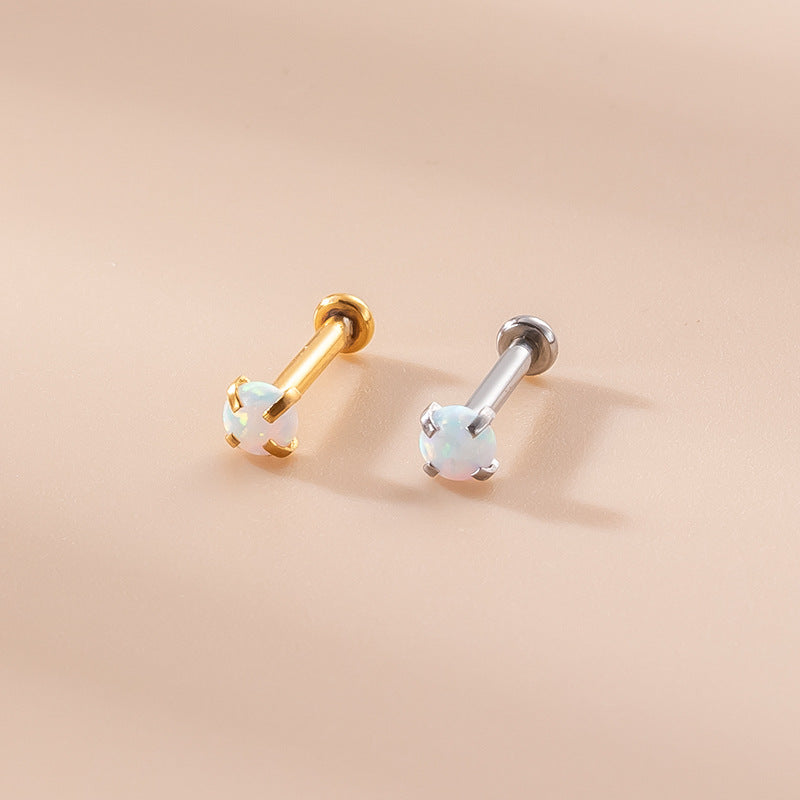 16G AB Zircon Flat Back Cartilage Earrings for Helix, Tragus & Conch Piercing | Hypoallergenic Surgical Steel Body Jewelry | Perfect for Everyday Wear & Special Occasions