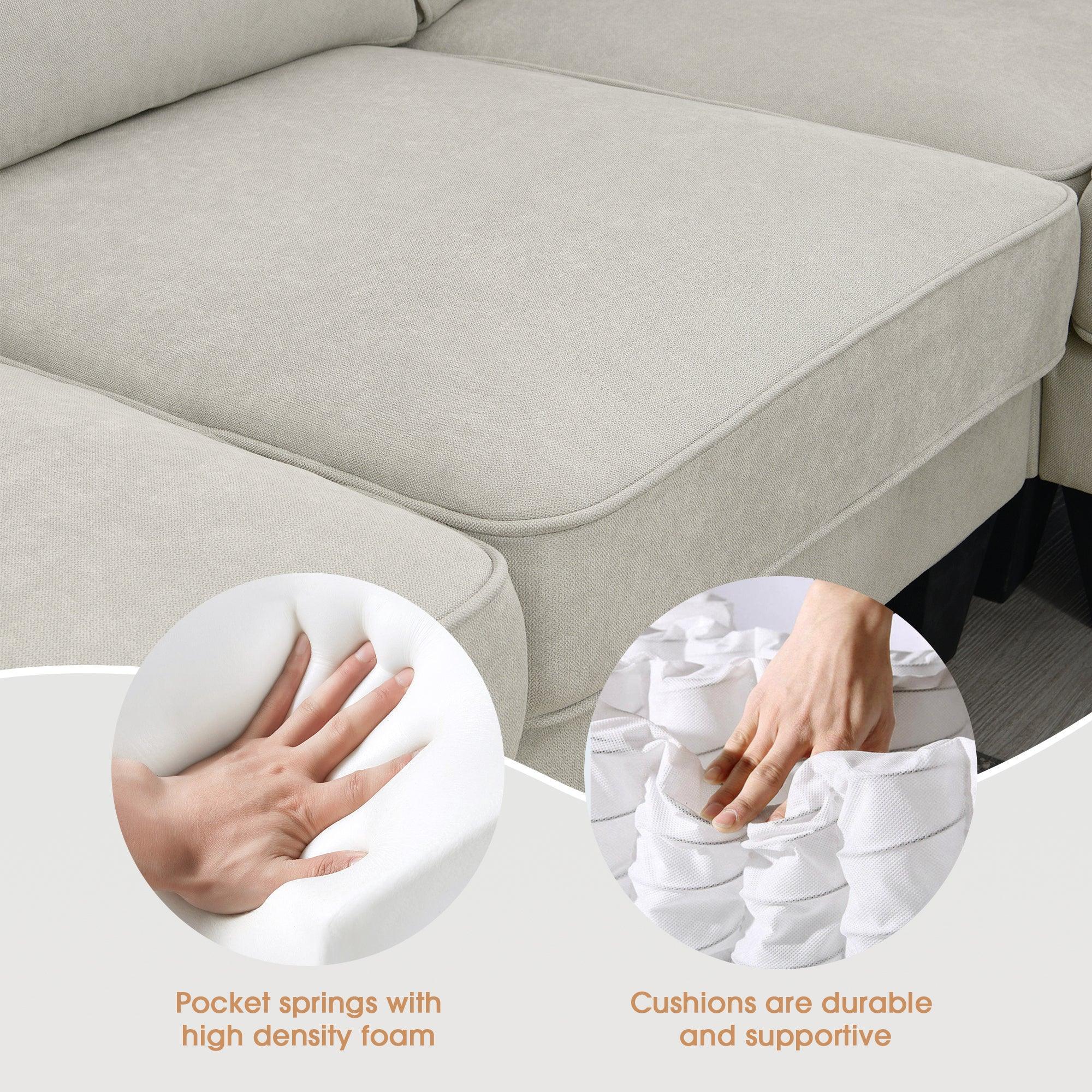 Modern U-Shaped 7-Seater Fabric Sectional Sofa - 108