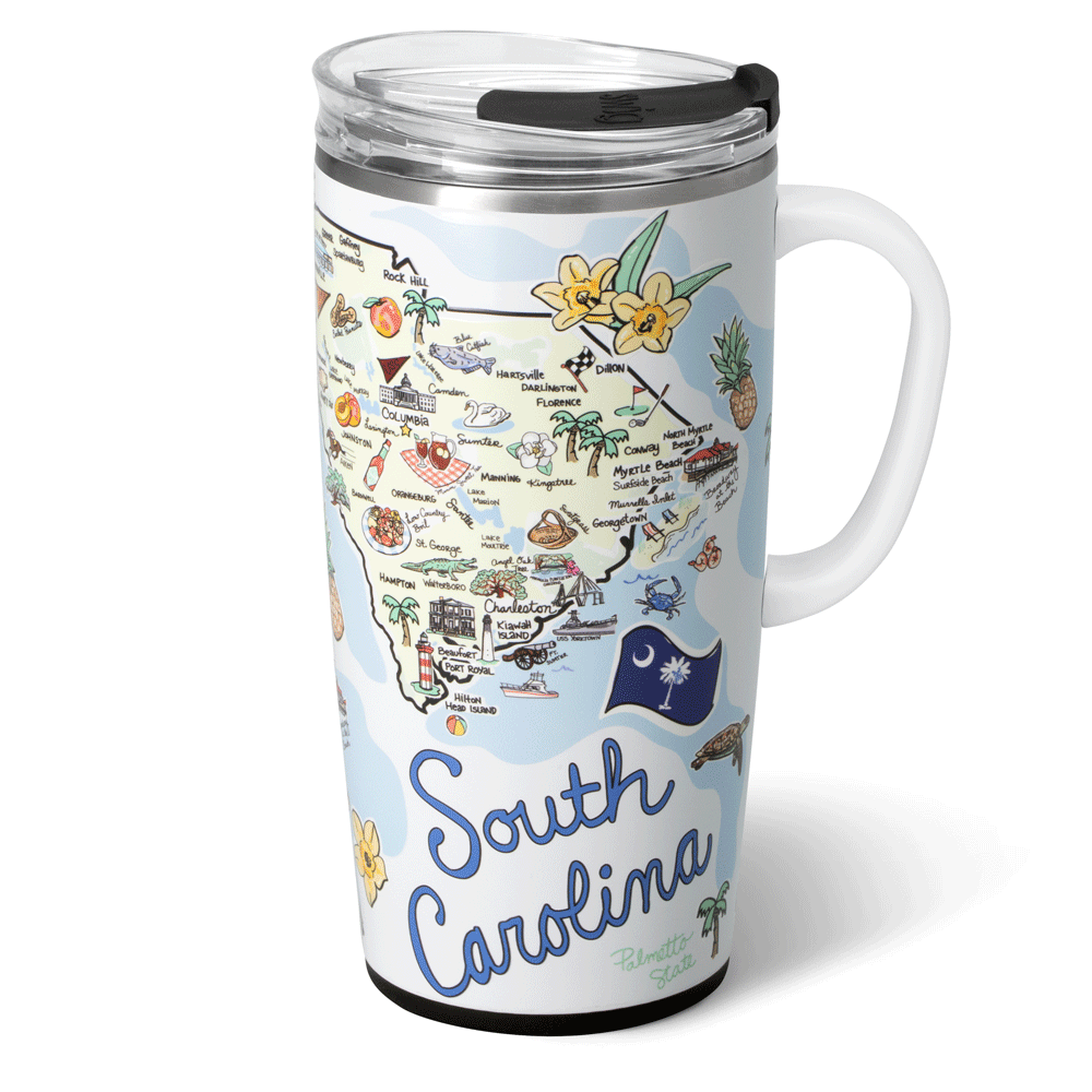 22oz South Carolina Insulated Travel Mug - Keeps Drinks Hot/Cold for Hours - Perfect for Commuting, Road Trips & Outdoor Adventures