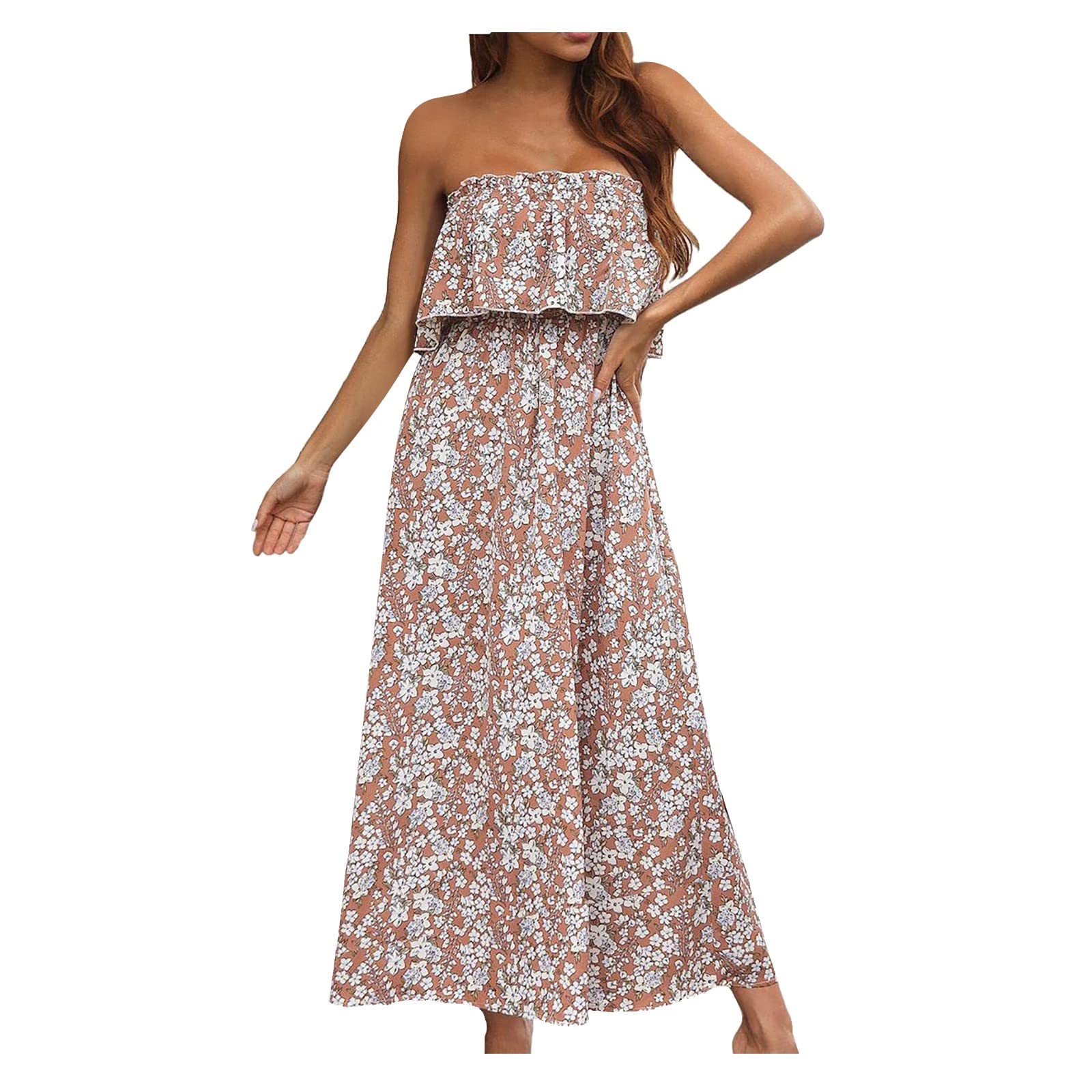 Women's Flowy Sleeveless Split Maxi Beach Dress - Summer Vacation & Spring Long Dresses for Beach, Pool, and Resort Wear