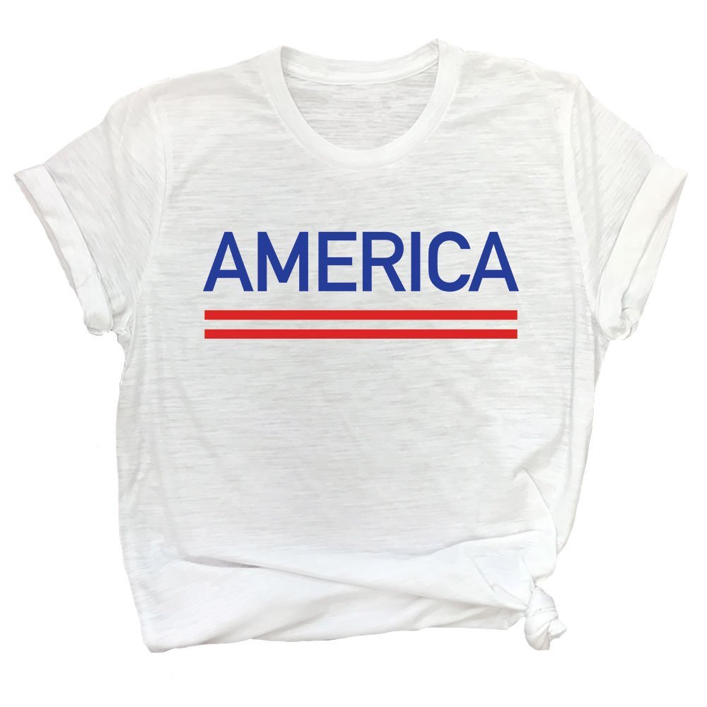 4th of July Patriotic American Flag Unisex T-Shirt - White Cotton Comfort Fit for Independence Day Celebrations & Summer BBQ Parties