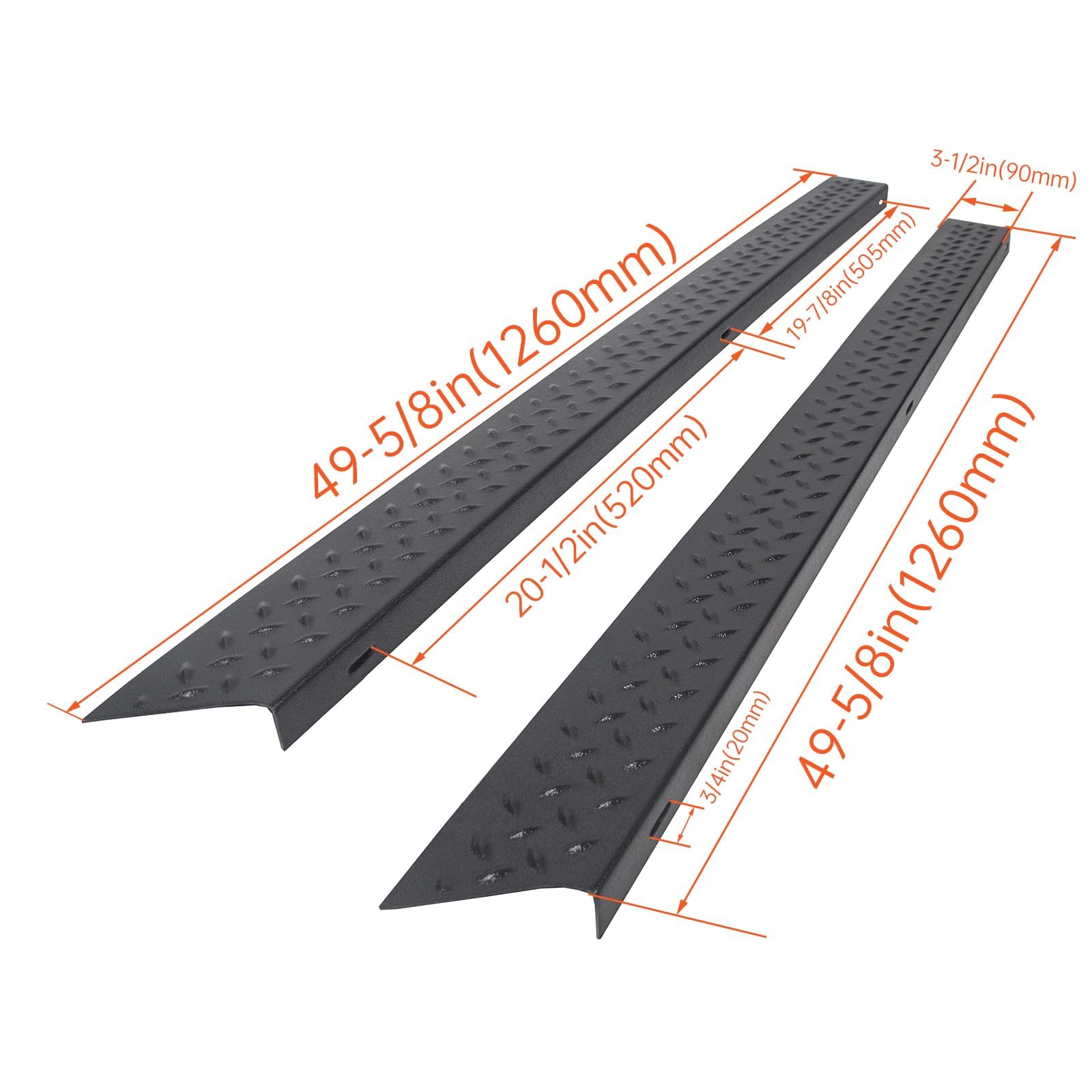 ECOTRIC Side Body Armor Rocker Panel for 1997-2006 Jeep TJ Wrangler | Replacement for 11650.05 | Diamond Plate Kit | Off-Road Protection & Style Upgrade