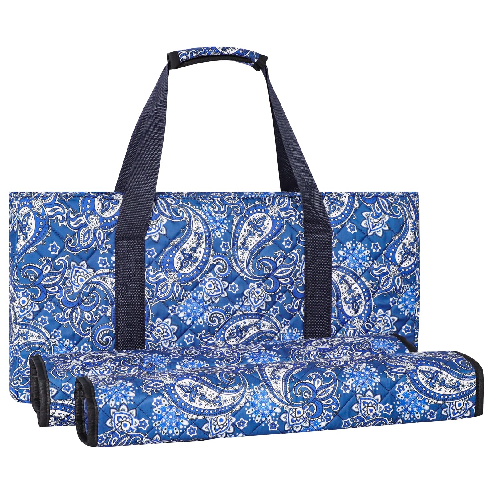 Premium Blue Printed Soft Empty Mahjong Bag for American Mahjong - Includes 2 Wrappers (Case Only, Tiles & Accessories Not Included) - Perfect for Storage, Travel & Game Nights